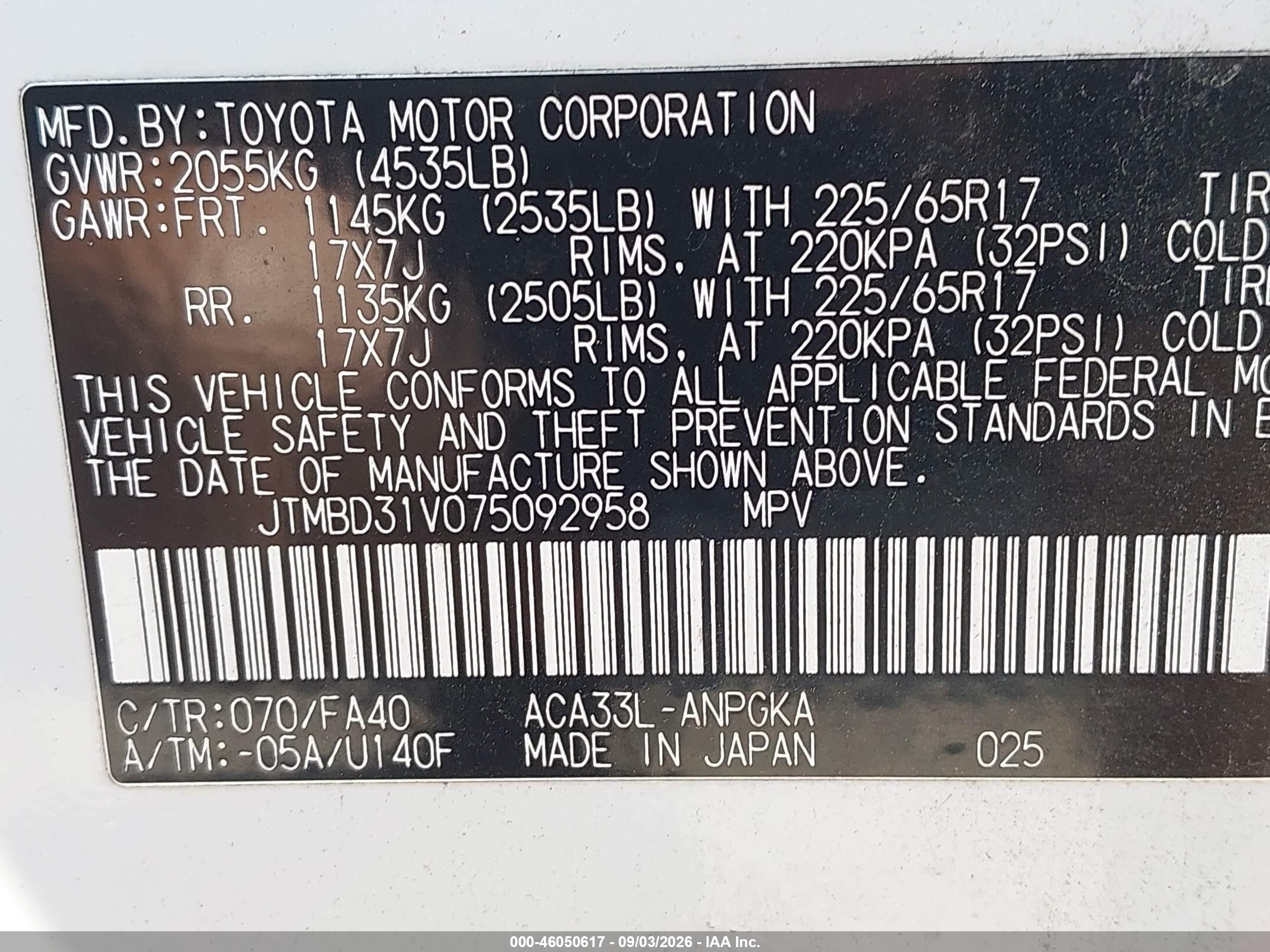 2007 Toyota Rav4 Limited White vin: JTMBD31V075092958