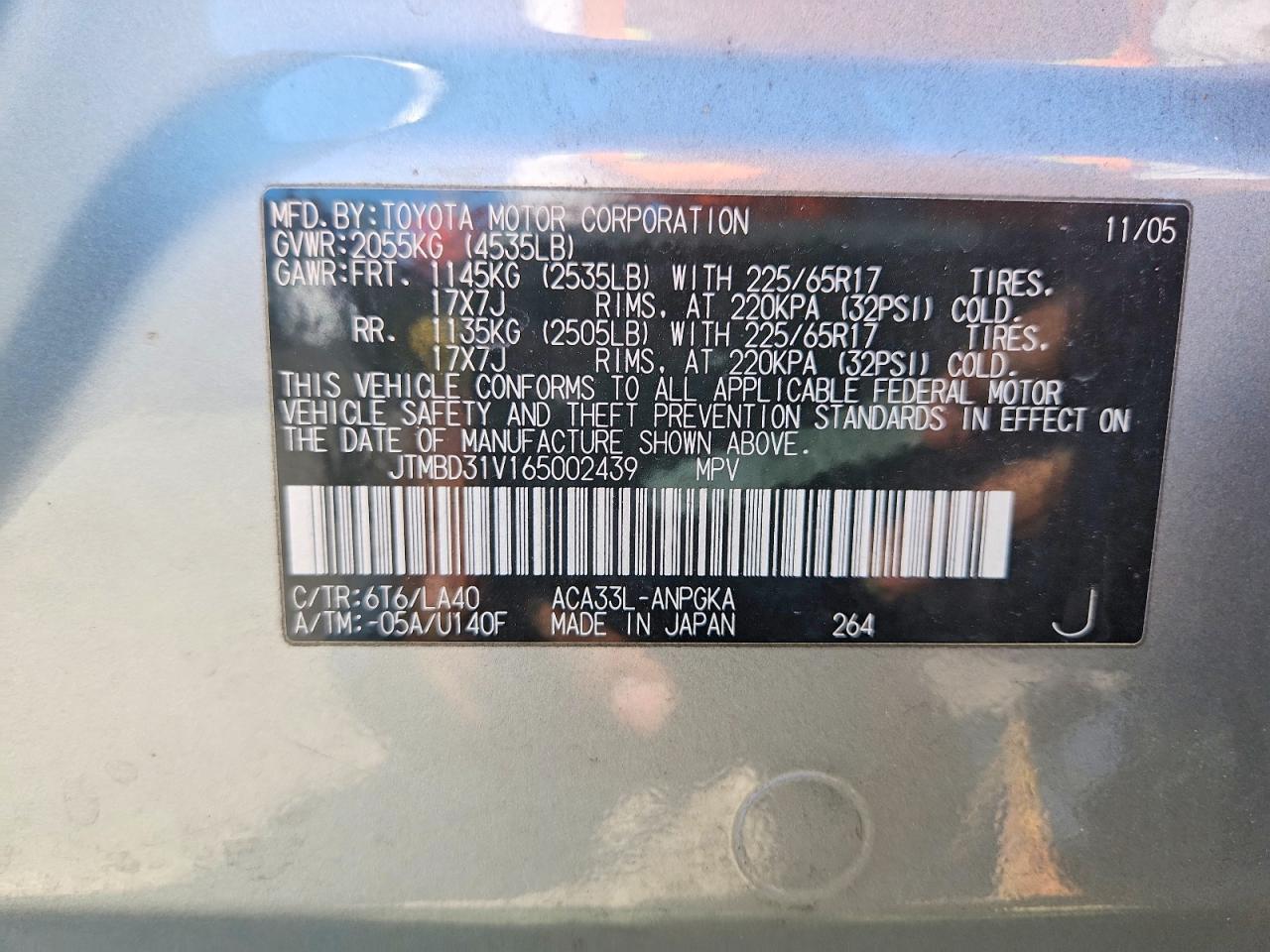 2006 Toyota Rav4 Limited Silver vin: JTMBD31V165002439