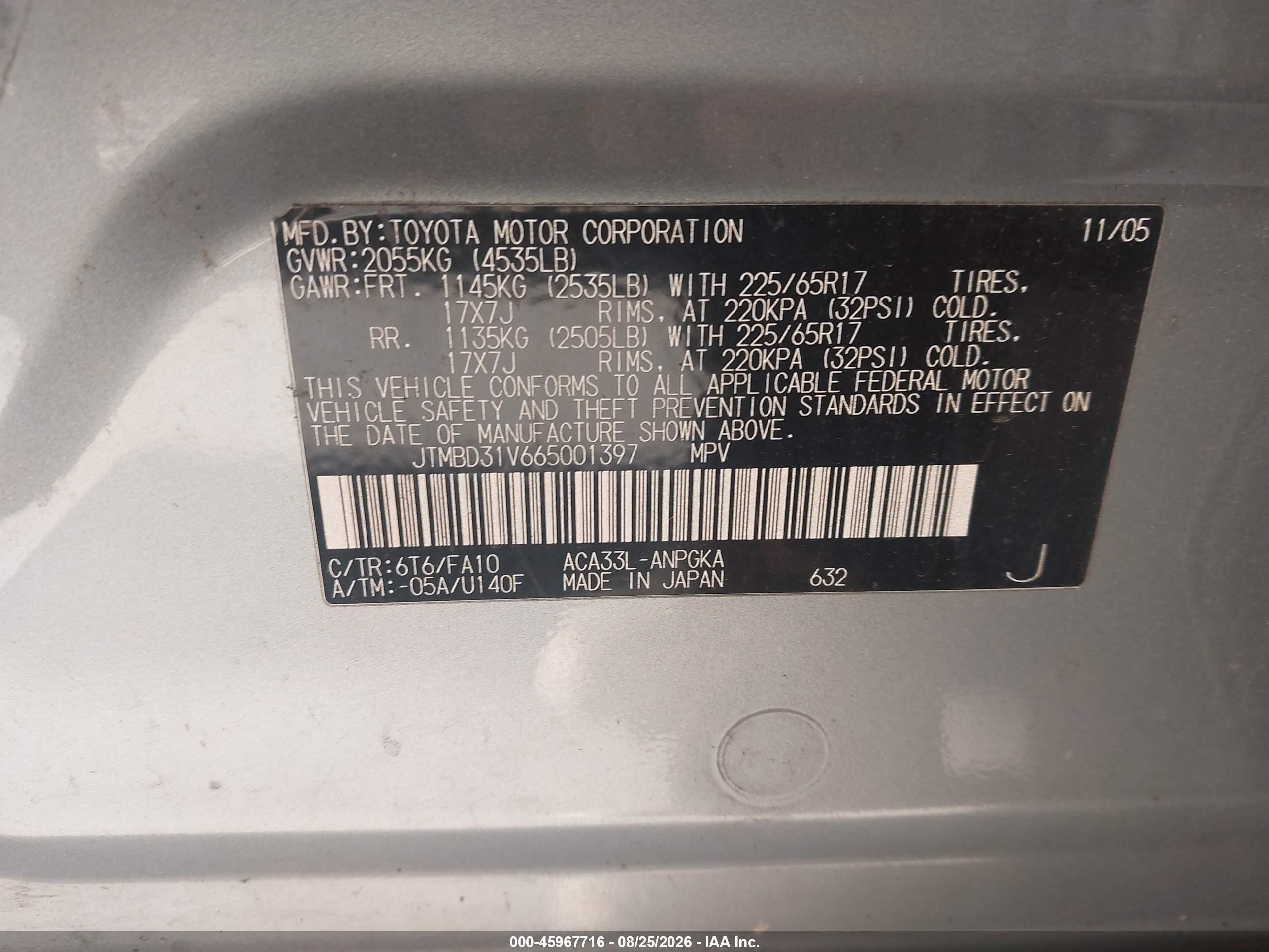 2006 Toyota Rav4 Limited Gray vin: JTMBD31V665001397