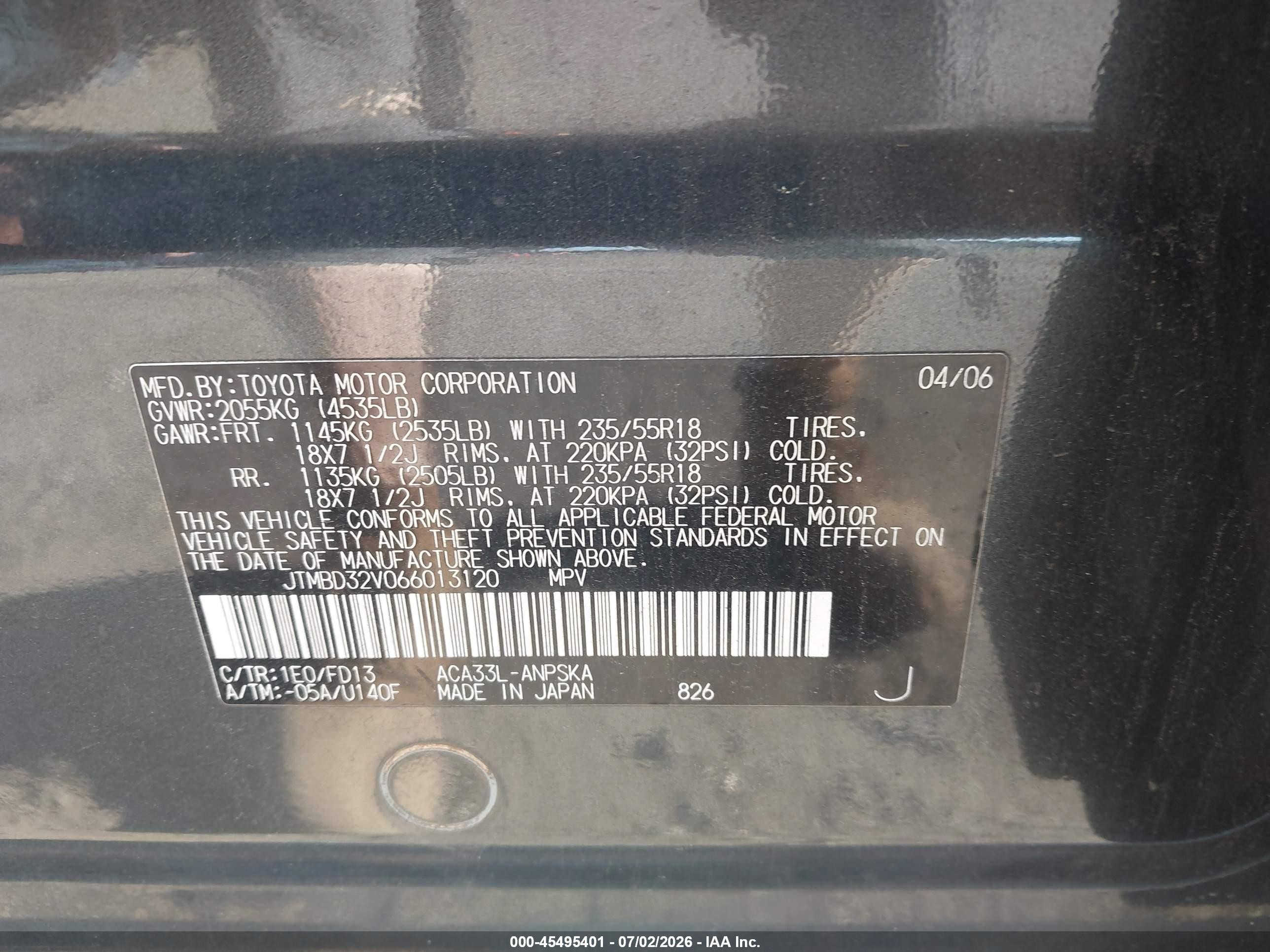 2006 Toyota Rav4 Sport Gray vin: JTMBD32V066013120