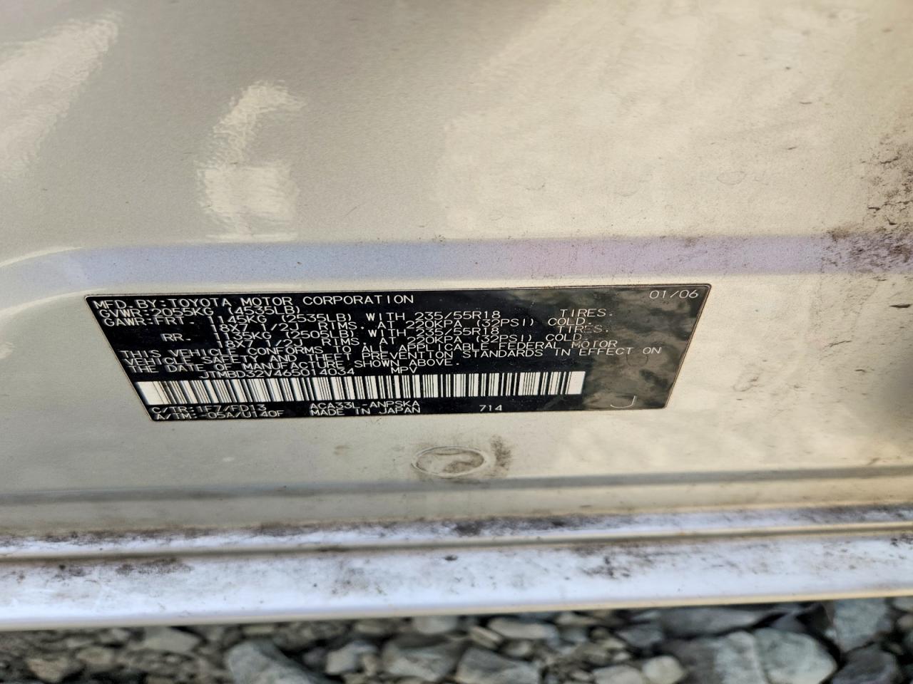 2006 Toyota Rav4 Sport Silver vin: JTMBD32V465014034