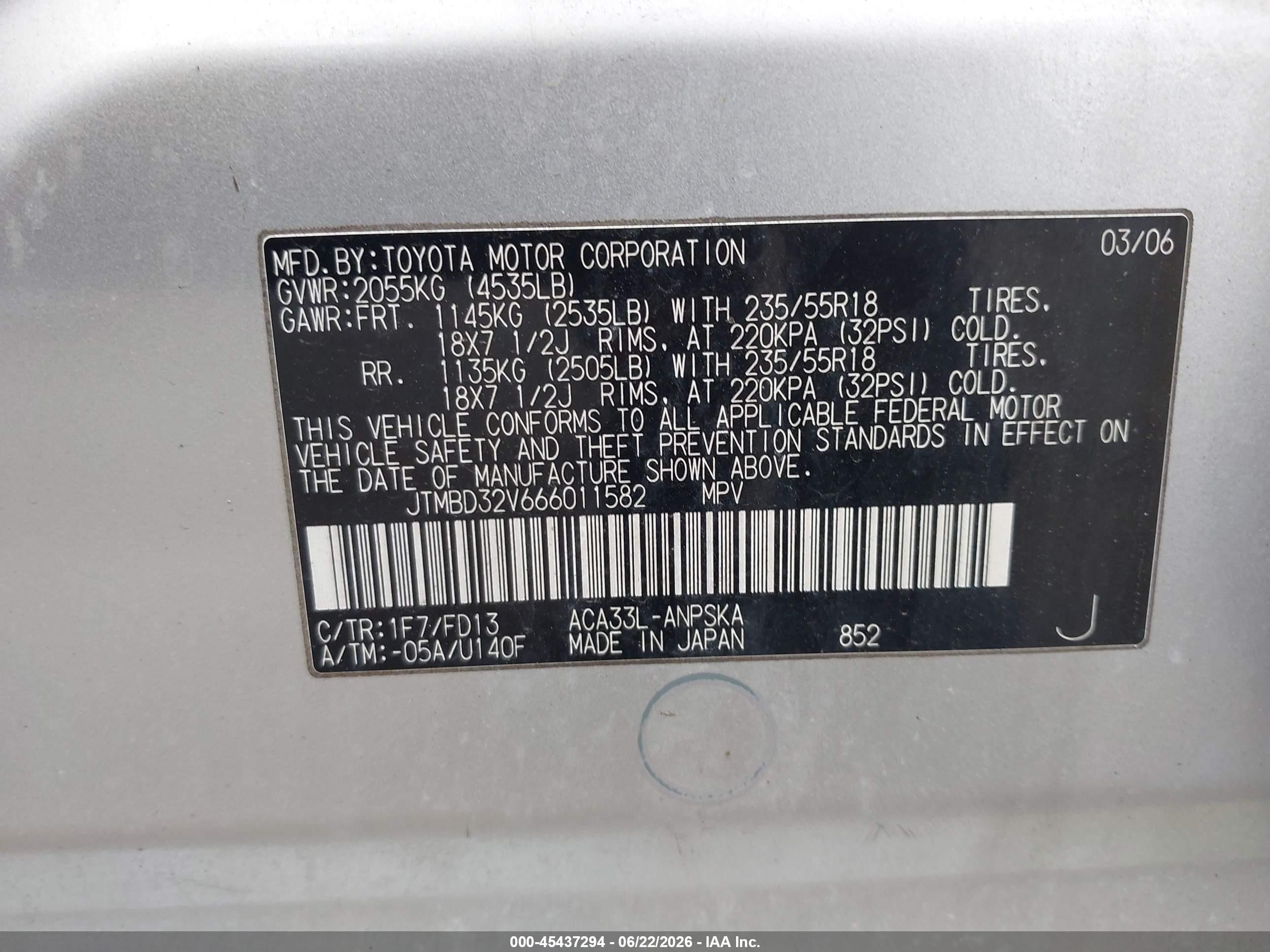 2006 Toyota Rav4 Sport Silver vin: JTMBD32V666011582
