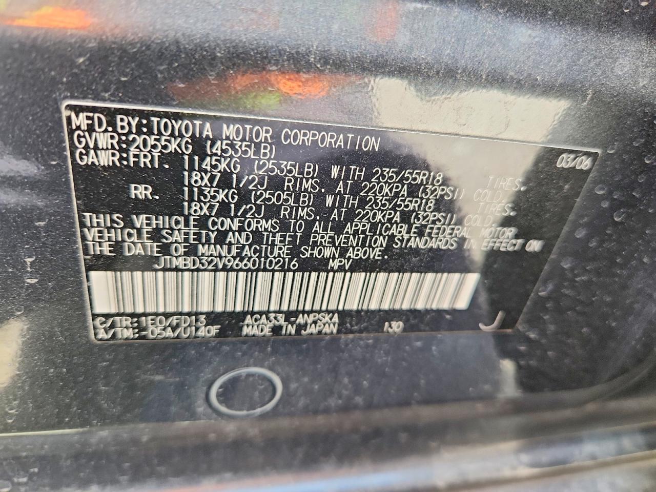 2006 Toyota Rav4 Sport Gray vin: JTMBD32V966010216