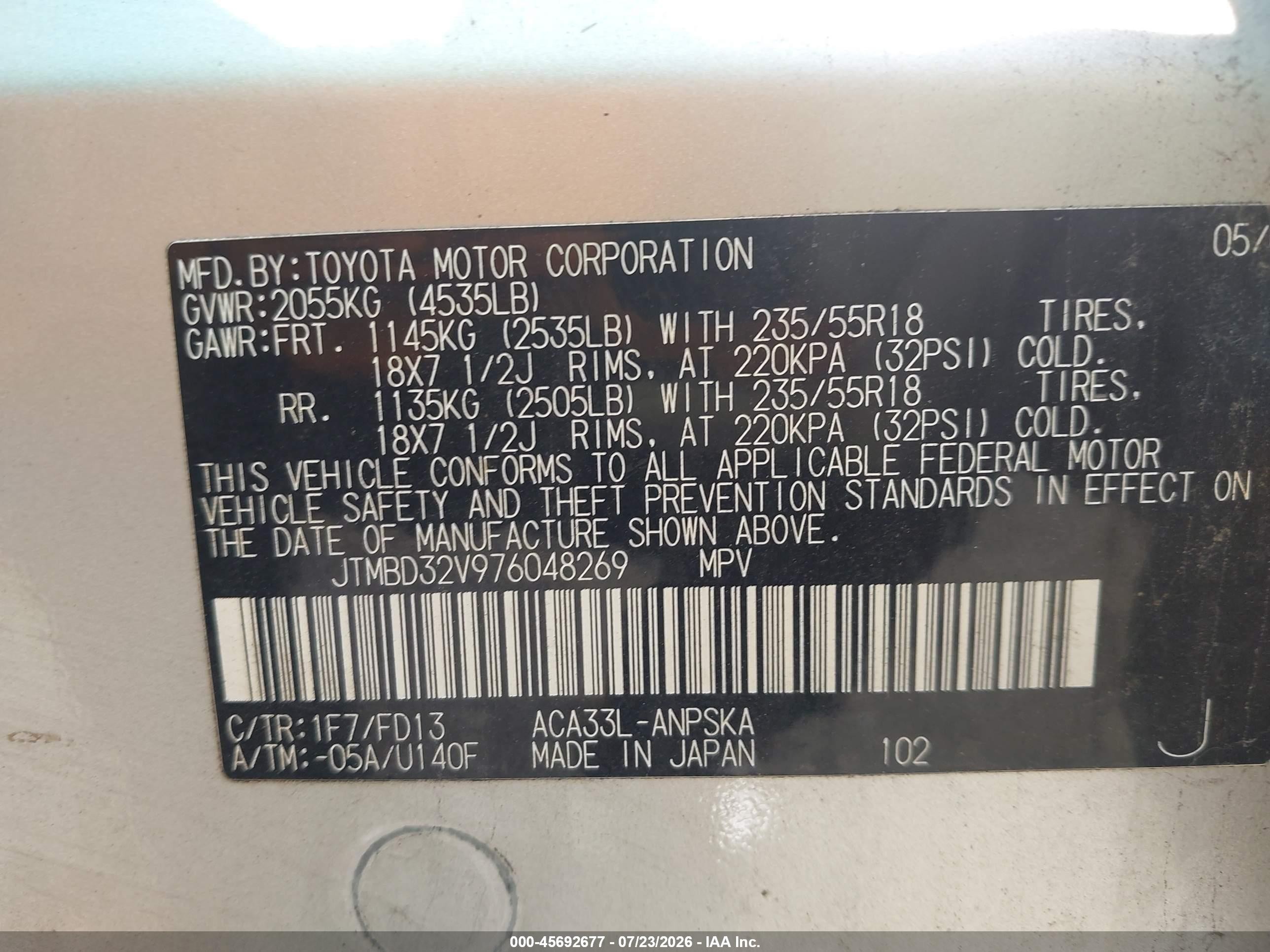 2007 Toyota Rav4 Sport Silver vin: JTMBD32V976048269