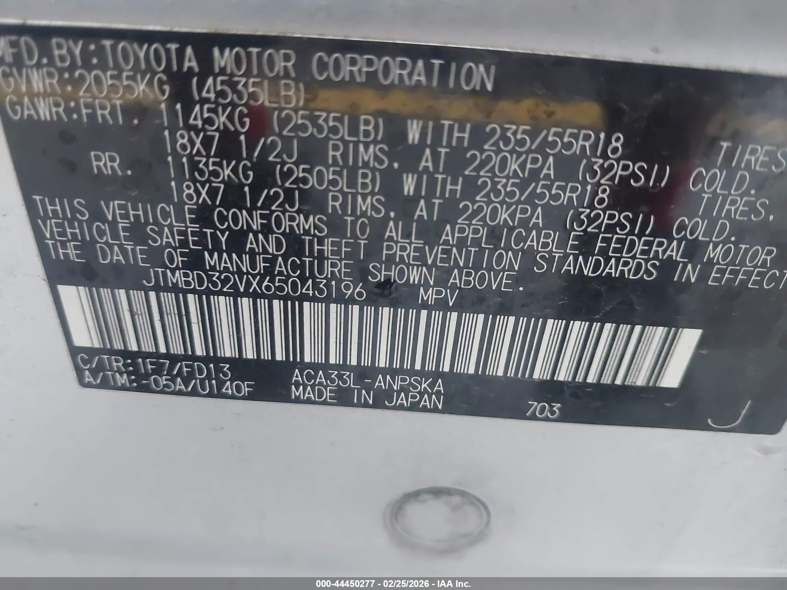 2006 Toyota Rav4 Sport Silver vin: JTMBD32VX65043196