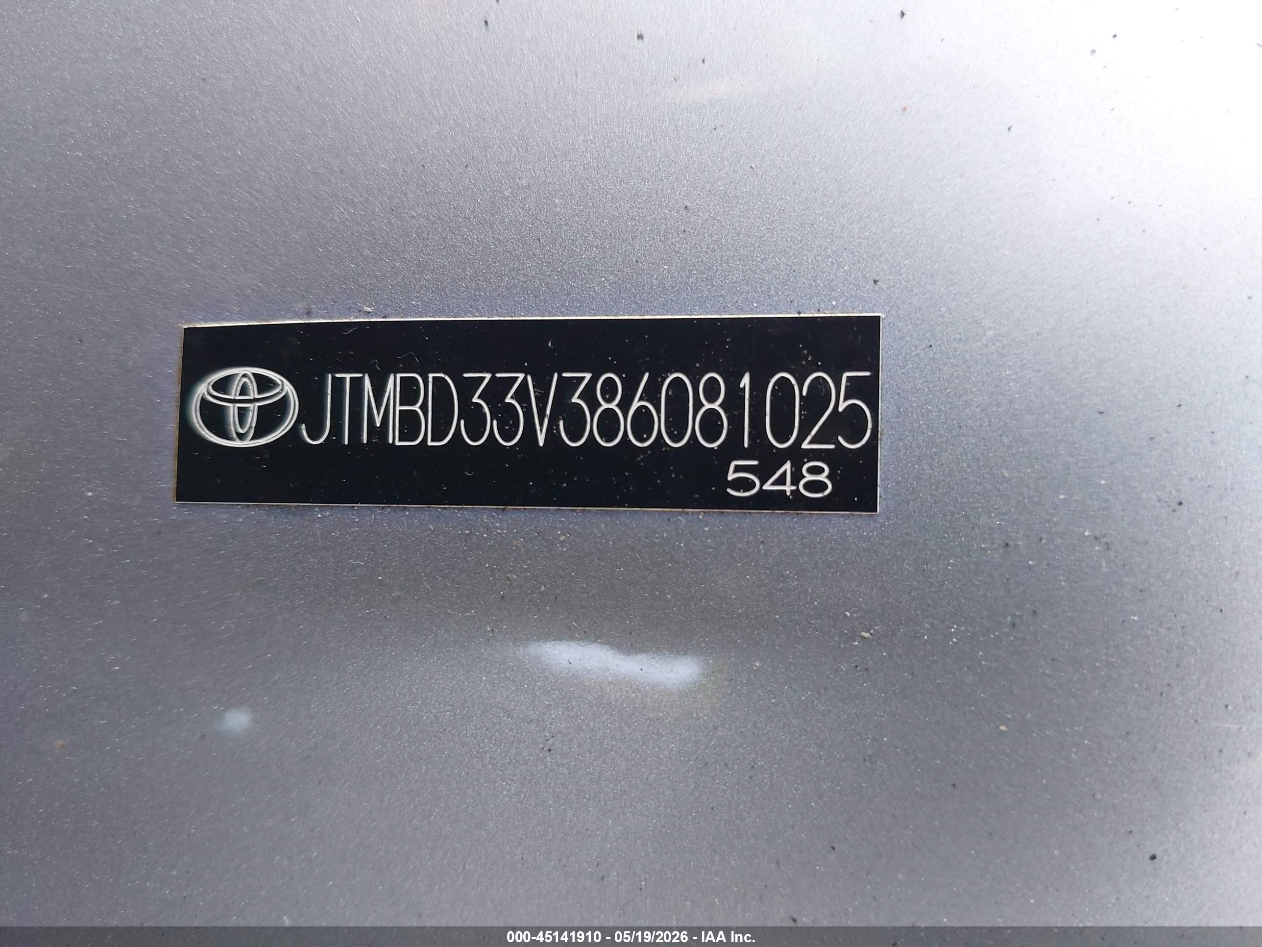 2008 Toyota Rav4 Silver vin: JTMBD33V386081025