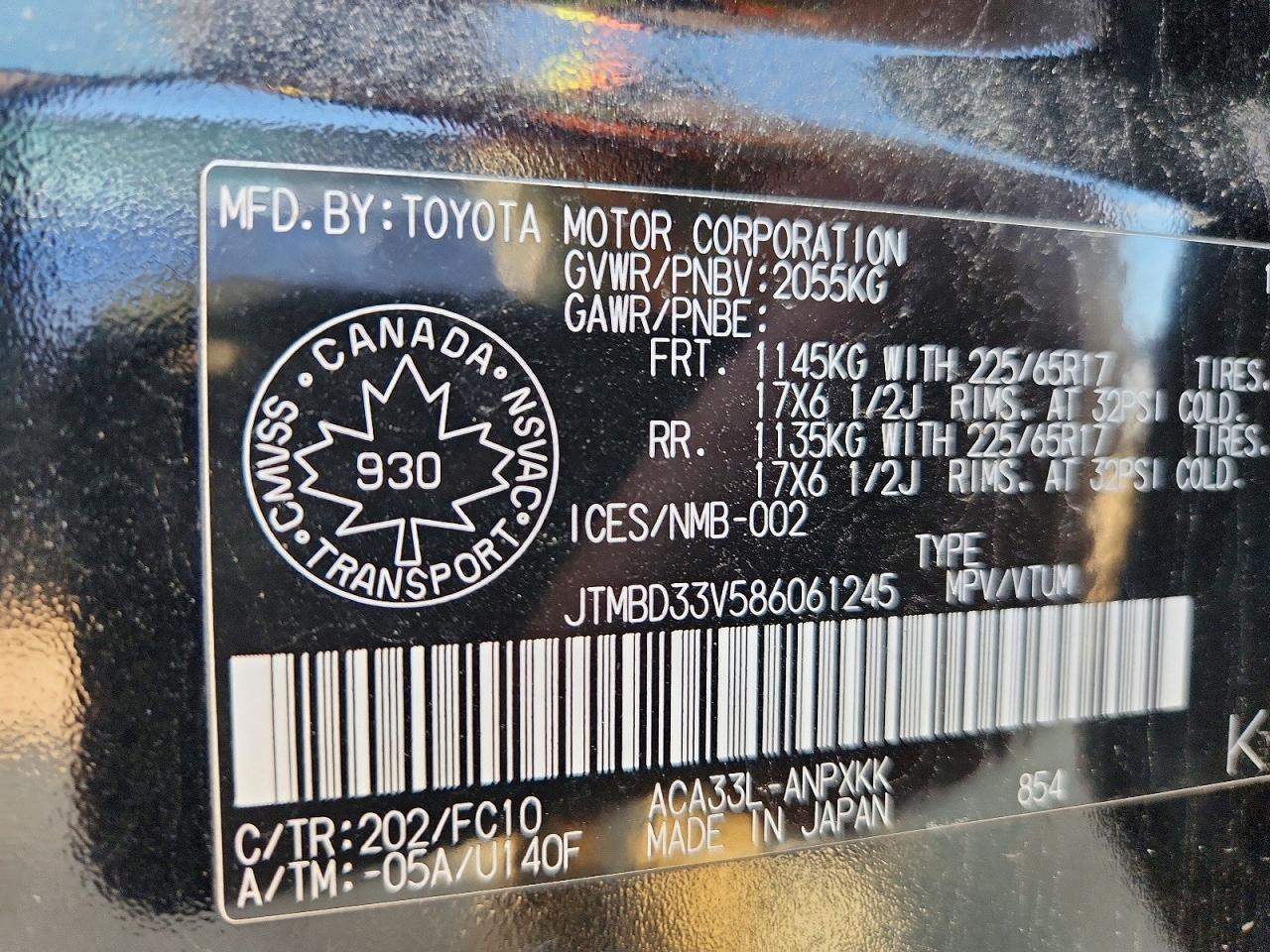 2008 Toyota Rav4 Base Black vin: JTMBD33V586061245
