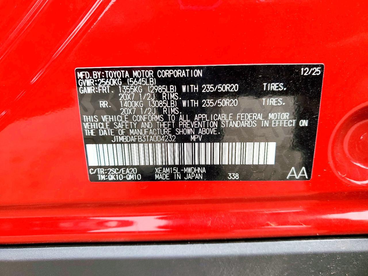 2026 Toyota Bz Limited Red vin: JTMBDAFB3TA004232
