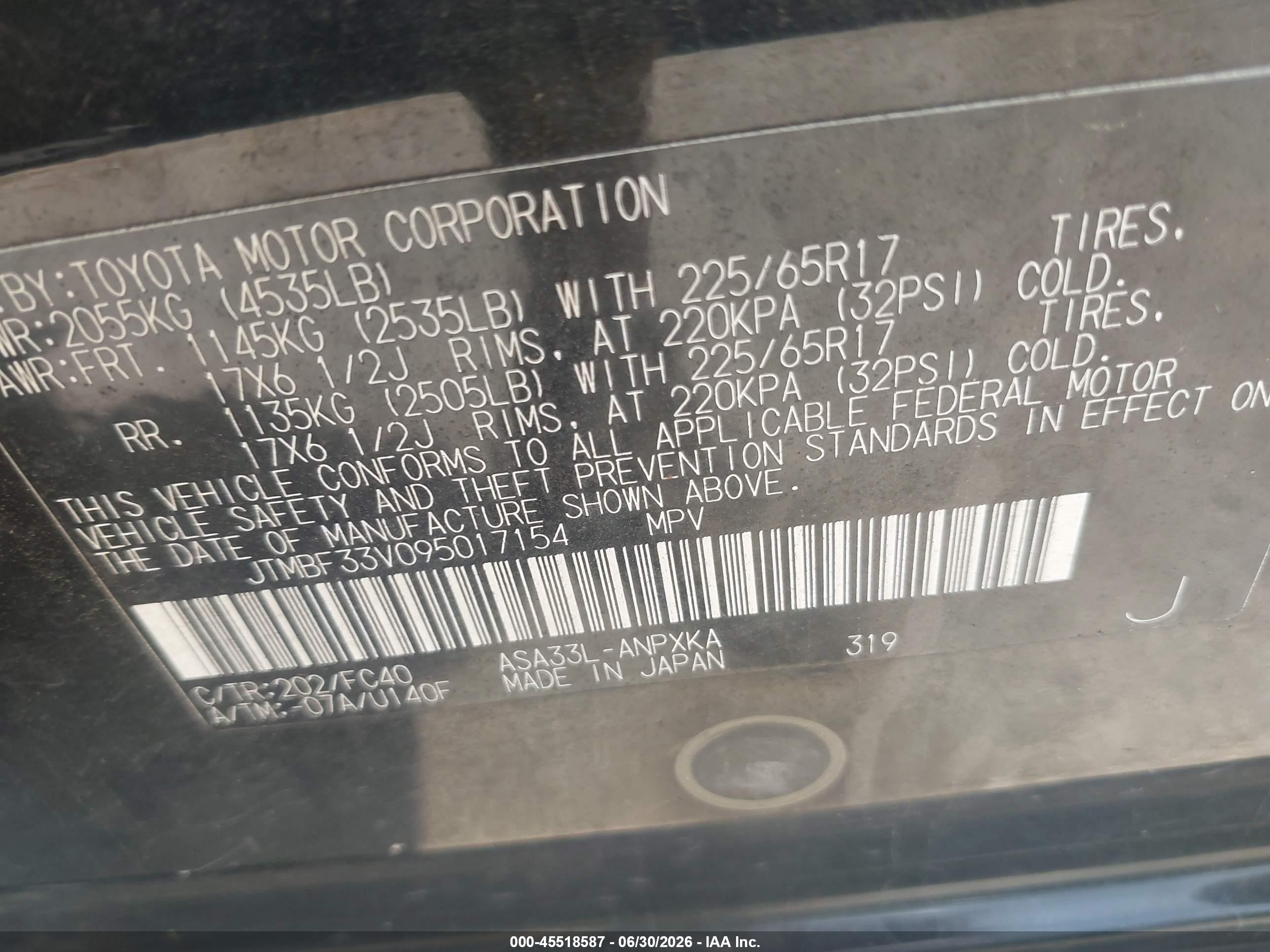 2009 Toyota Rav4   Black vin: JTMBF33V095017154