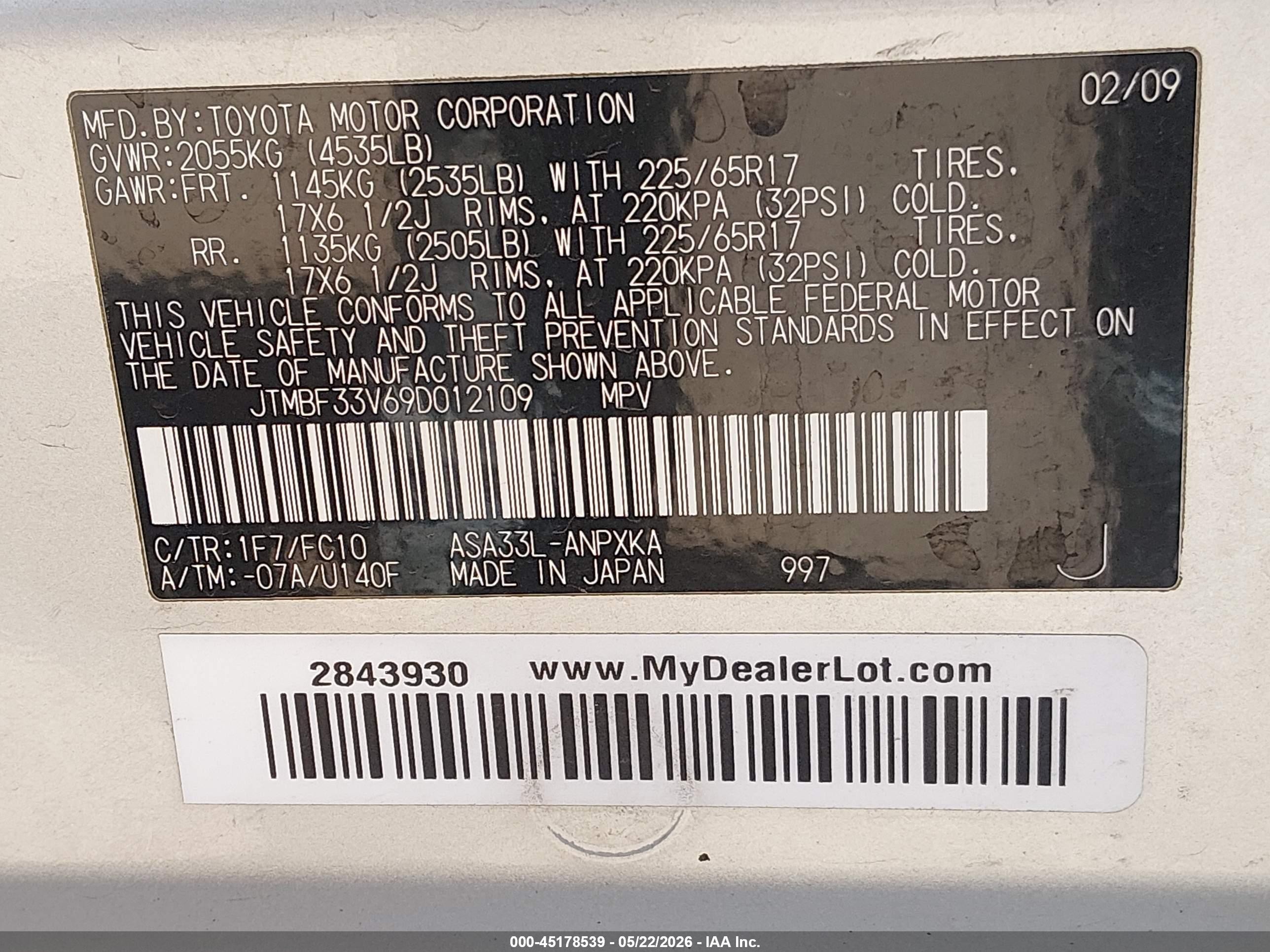 2009 Toyota Rav4   Silver vin: JTMBF33V69D012109