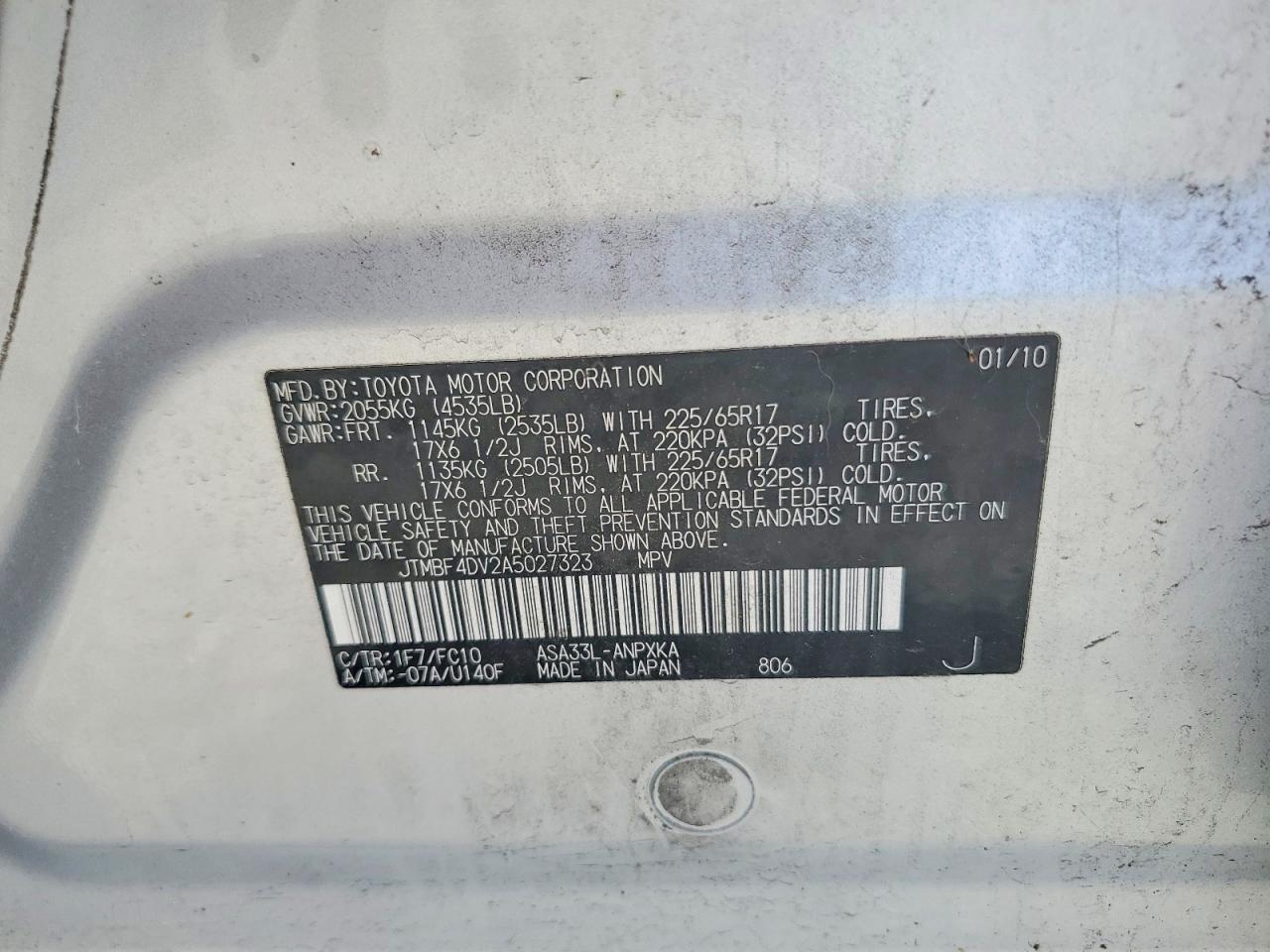 2010 Toyota Rav4 Base Silver vin: JTMBF4DV2A5027323