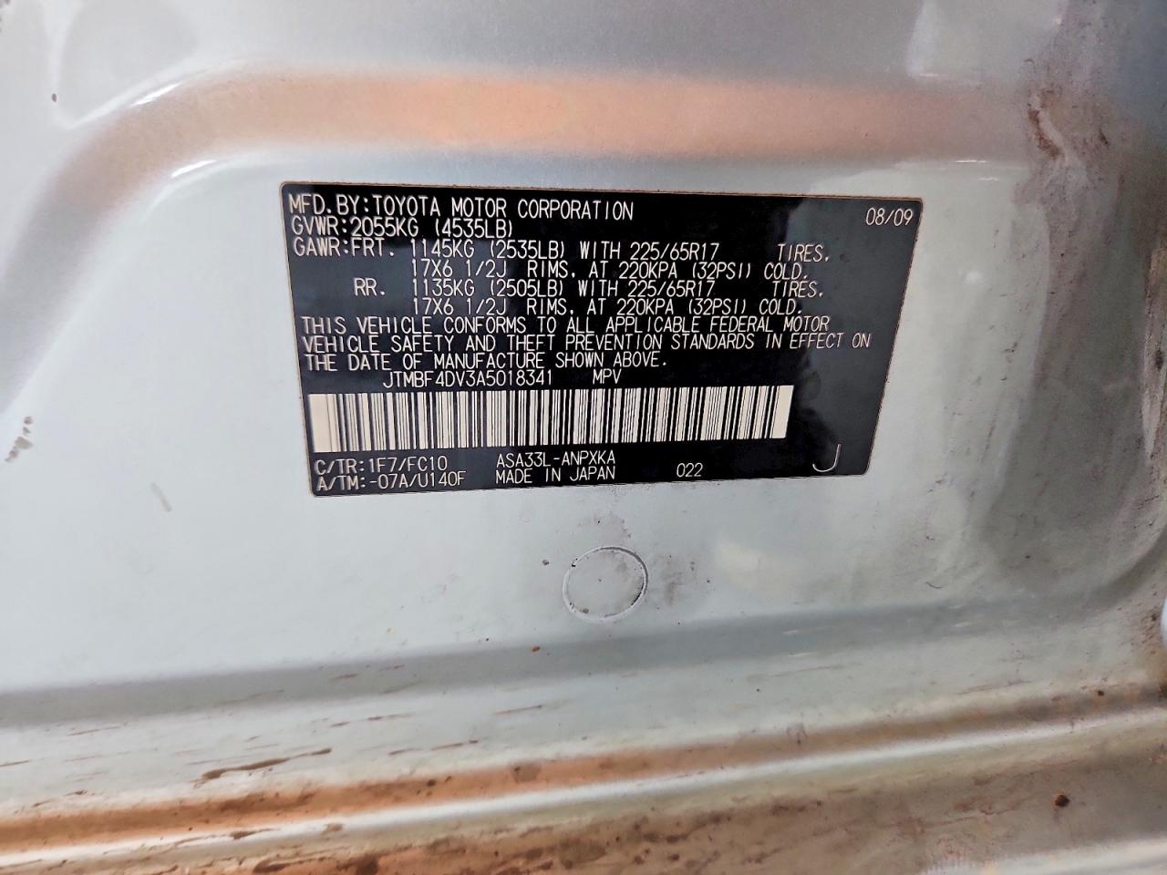 2010 Toyota Rav4 Base Серебряный vin: JTMBF4DV3A5018341