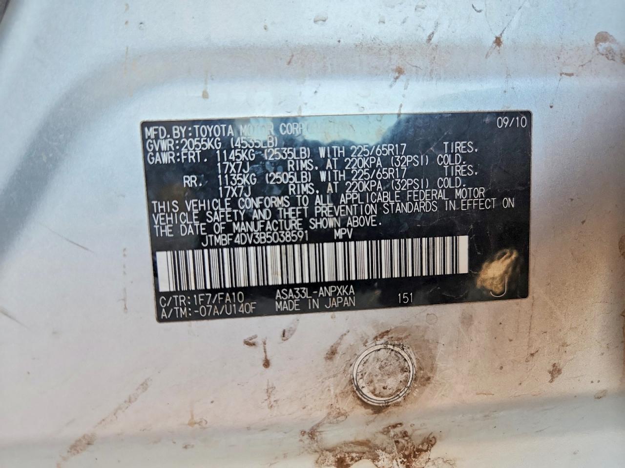2011 Toyota Rav4 Base Silver vin: JTMBF4DV3B5038591