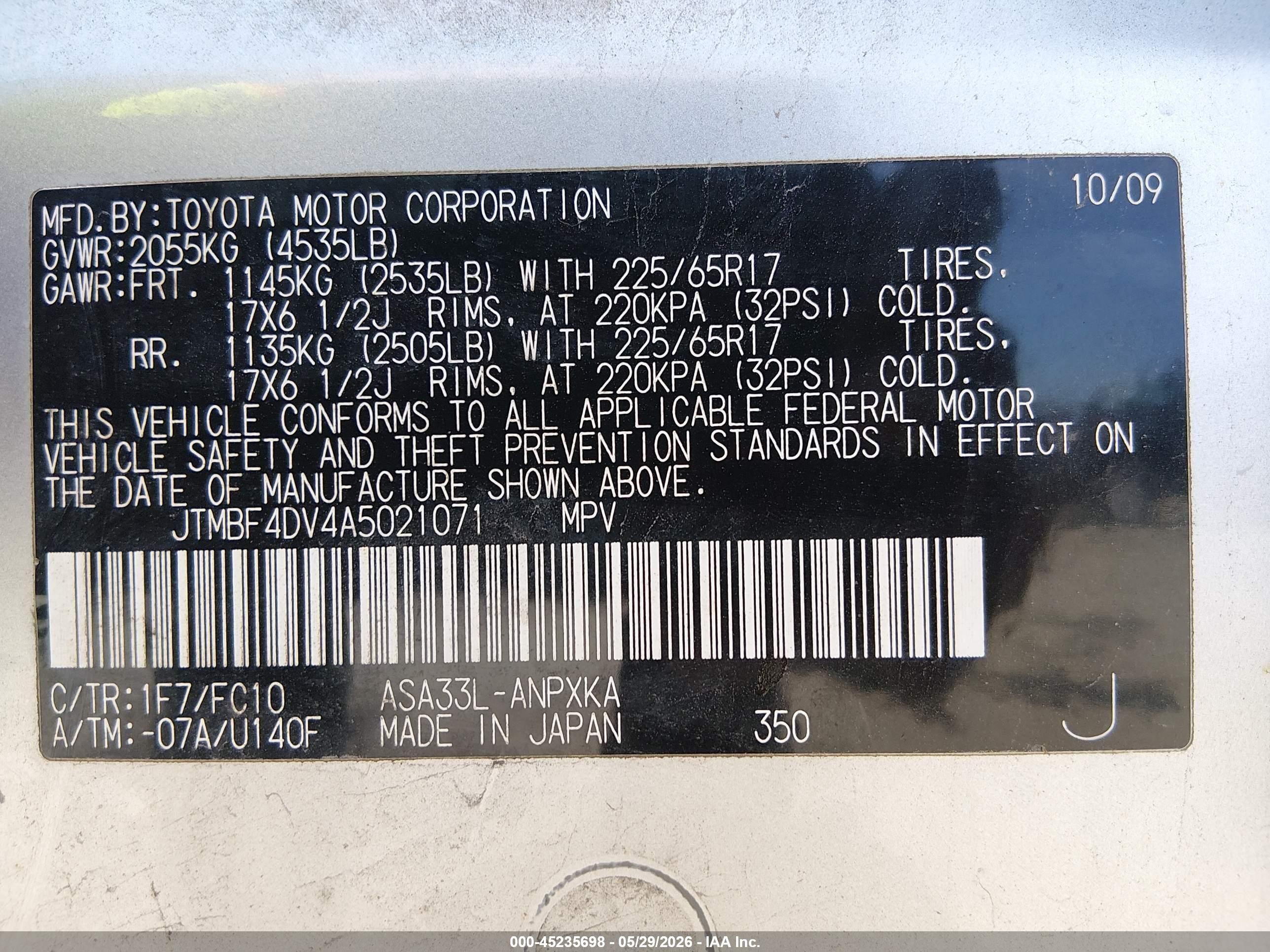 2010 Toyota Rav4 Silver vin: JTMBF4DV4A5021071