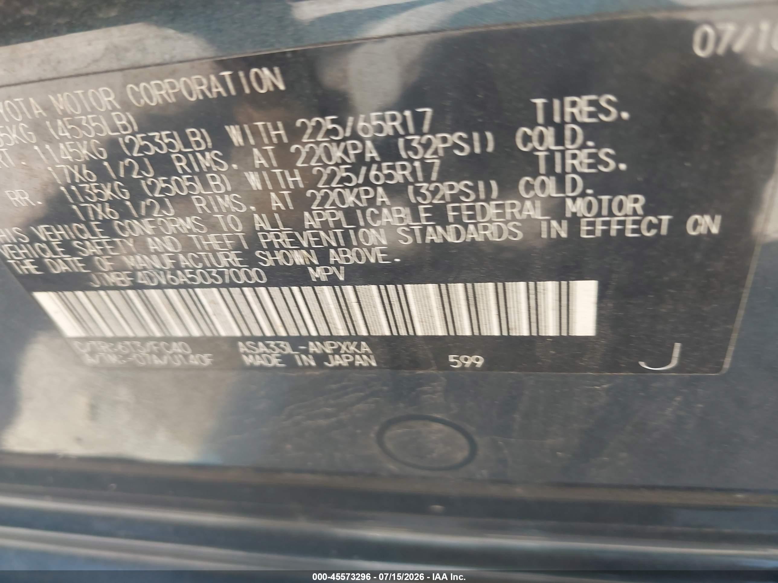2010 Toyota Rav4   Dark Blue vin: JTMBF4DV6A5037000