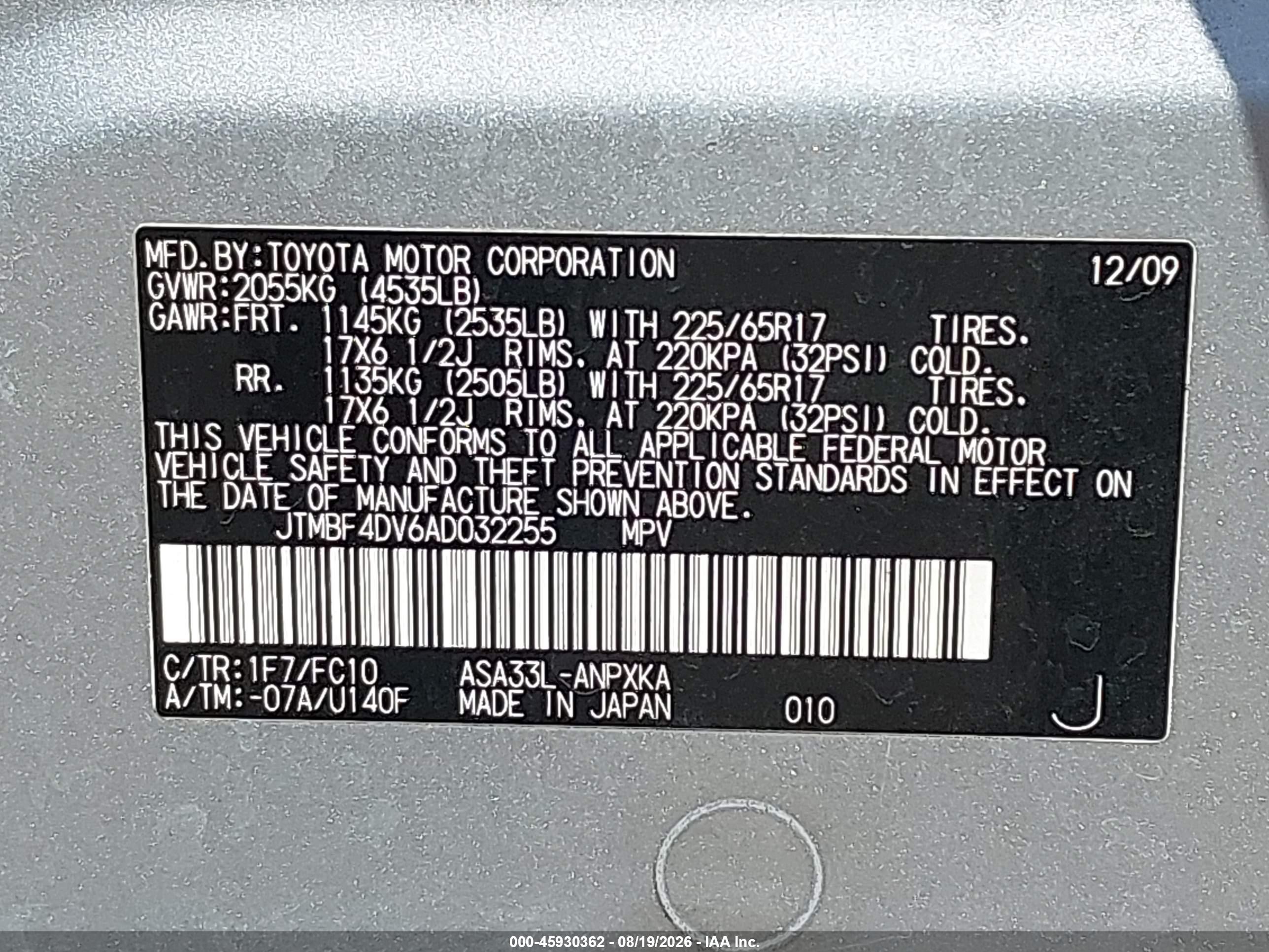 2010 Toyota Rav4   Silver vin: JTMBF4DV6AD032255