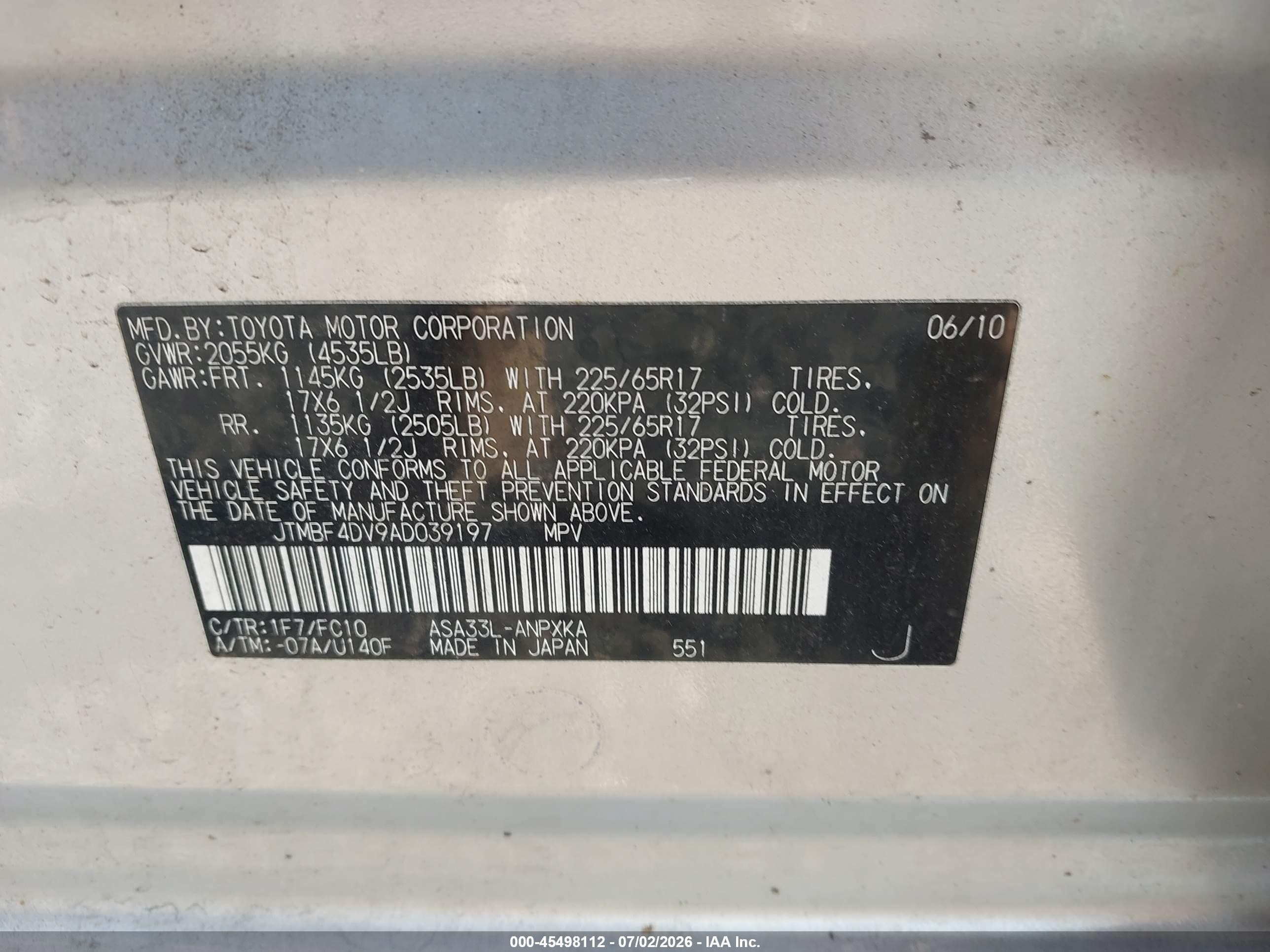 2010 Toyota Rav4   Silver vin: JTMBF4DV9AD039197