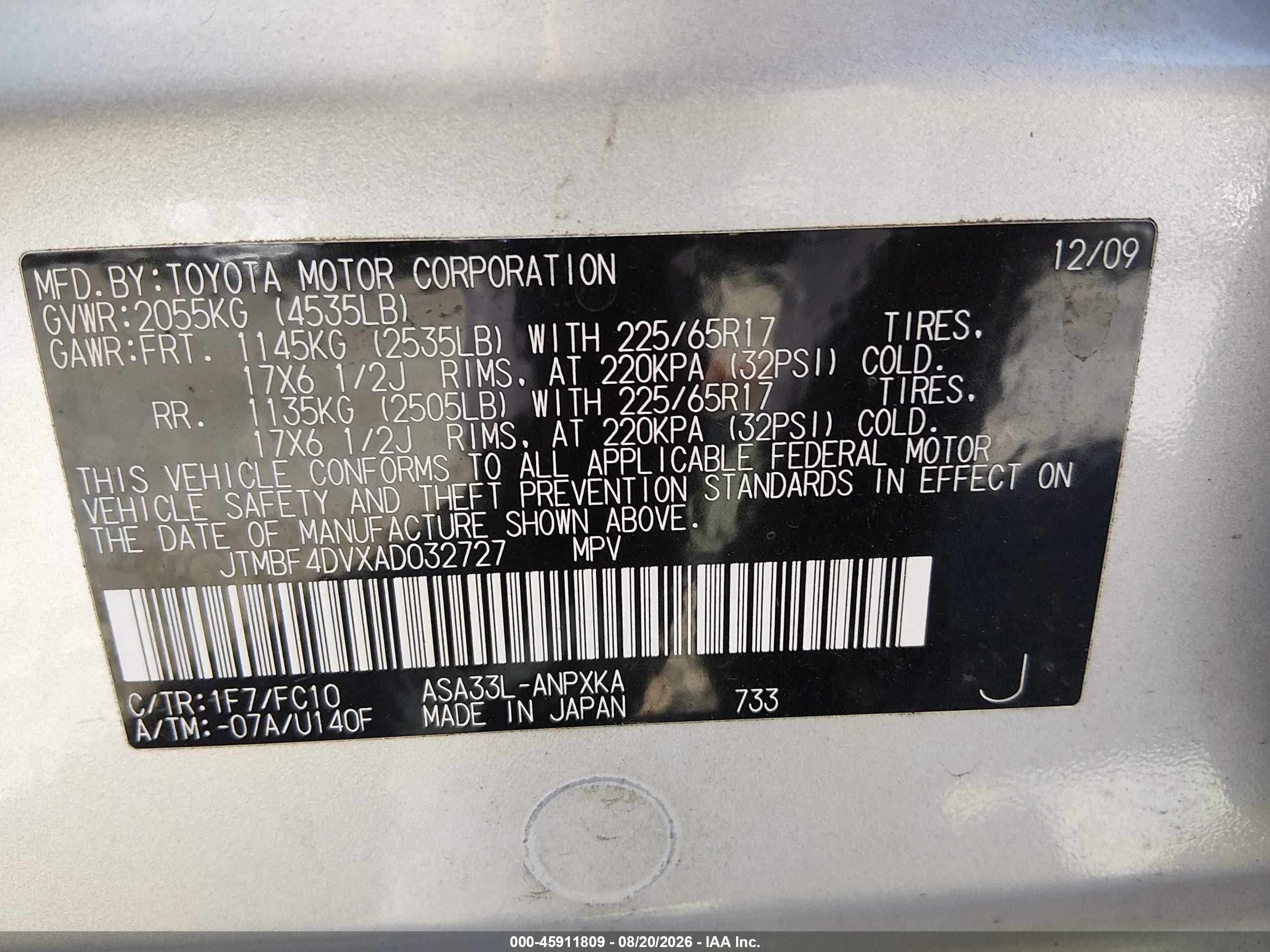 2010 Toyota Rav4   Silver vin: JTMBF4DVXAD032727