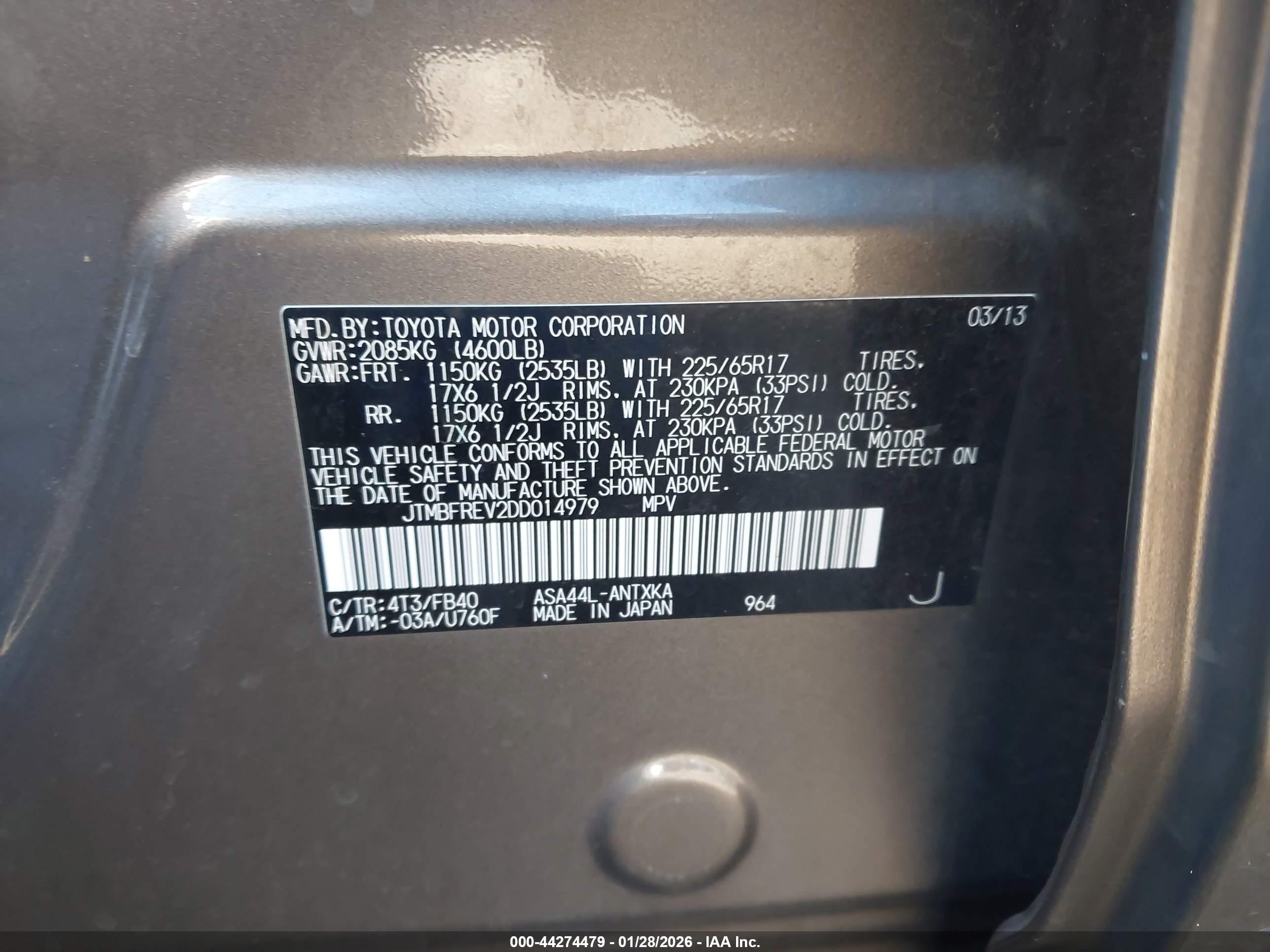 2013 Toyota Rav4 Le Brown vin: JTMBFREV2DD014979