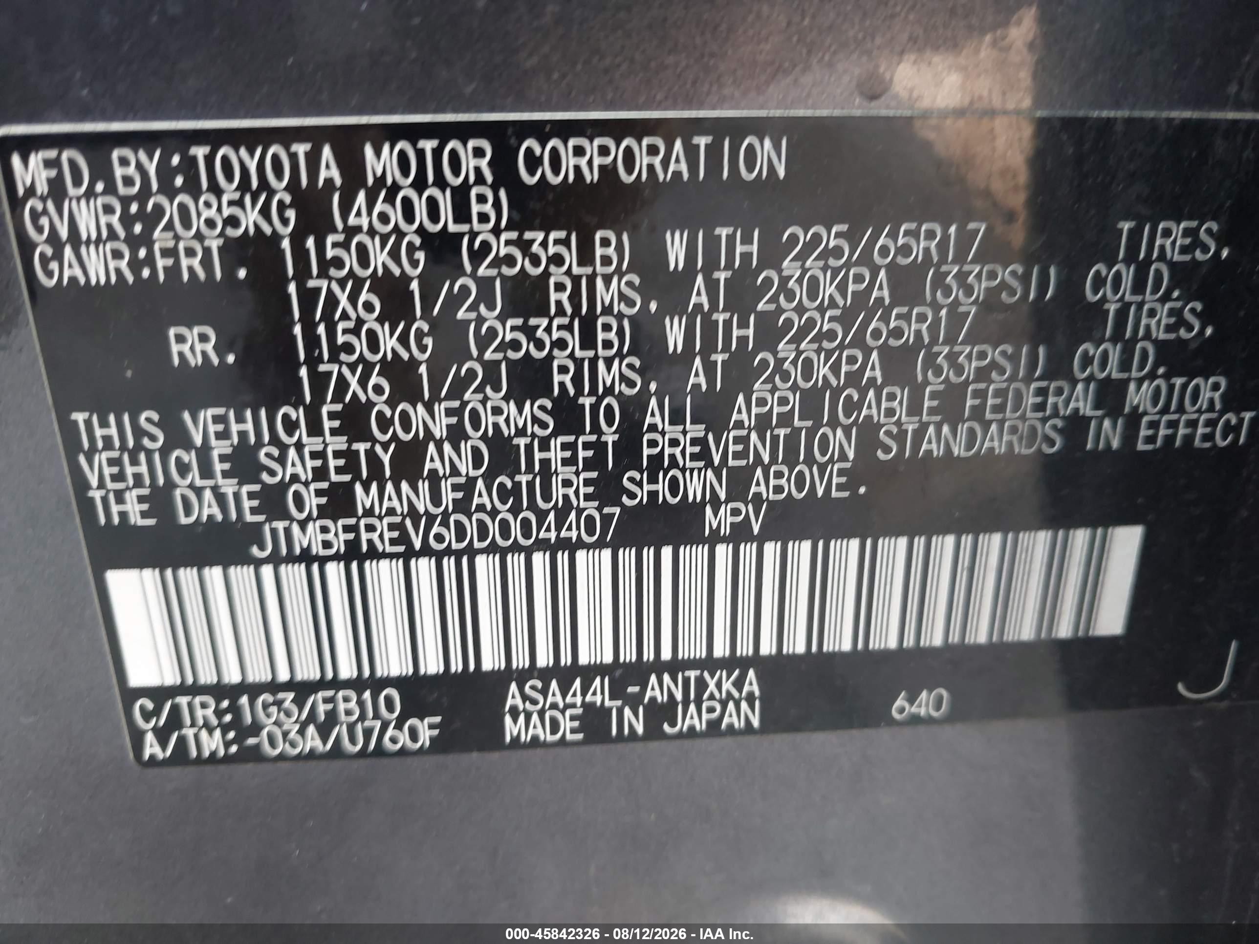 2013 Toyota Rav4 Le Серый vin: JTMBFREV6DD004407