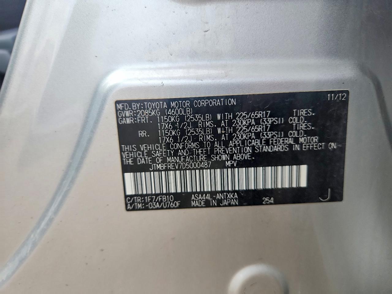 2013 Toyota Rav4 Le Silver vin: JTMBFREV7D5000487