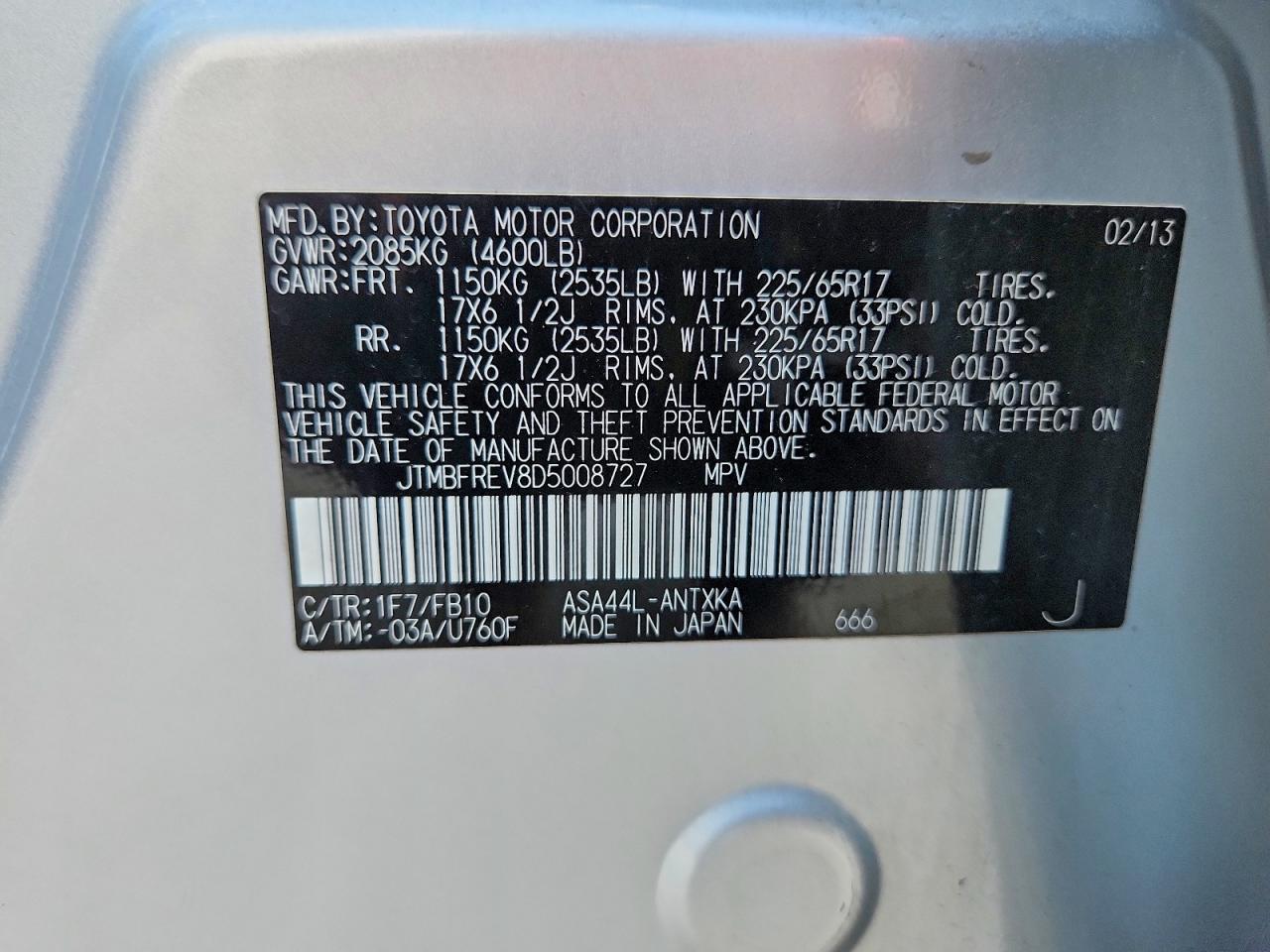 2013 Toyota Rav4 Le Silver vin: JTMBFREV8D5008727