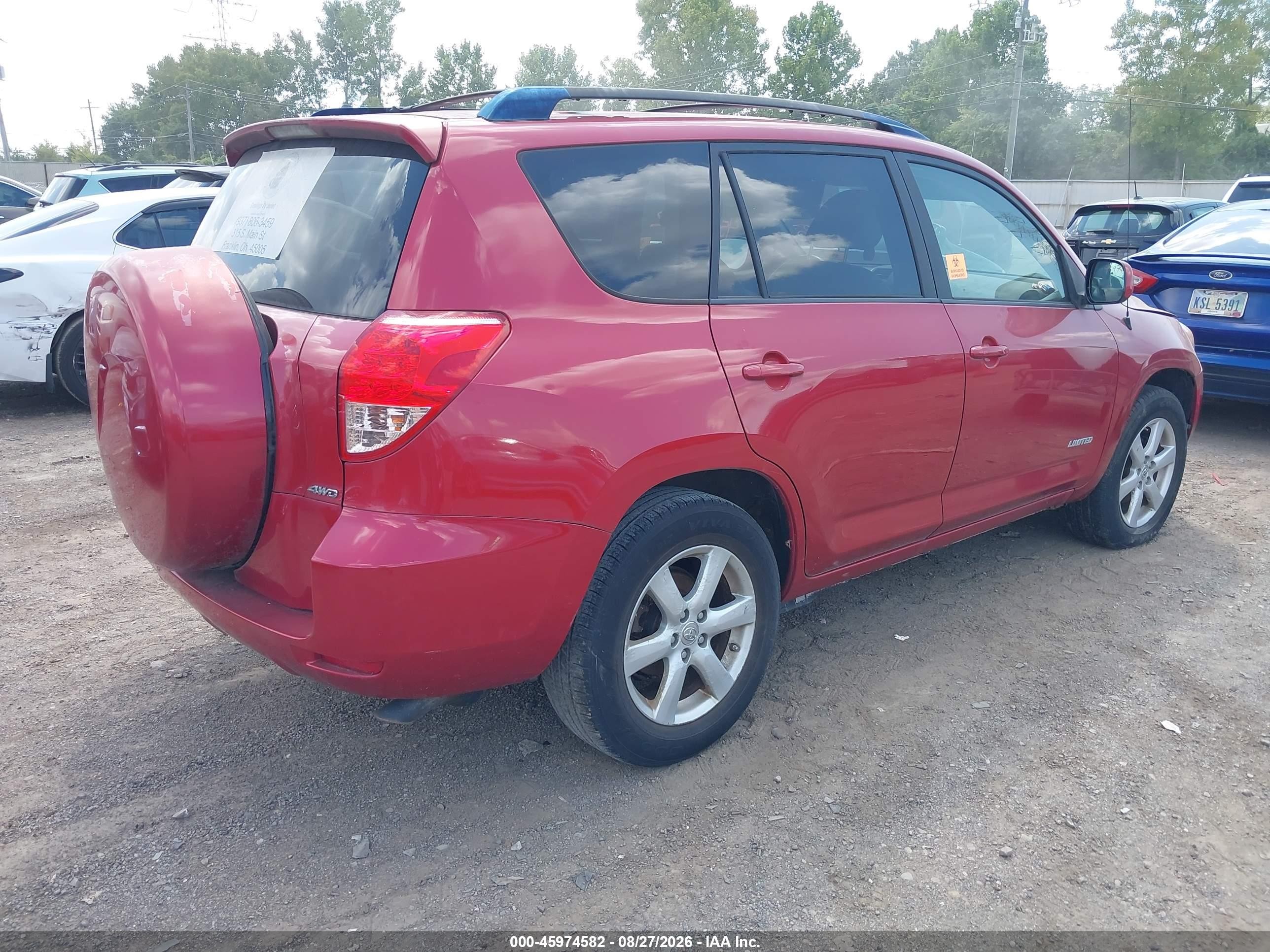 2008 Toyota Rav4 Limited V6 Red vin: JTMBK31V286034447