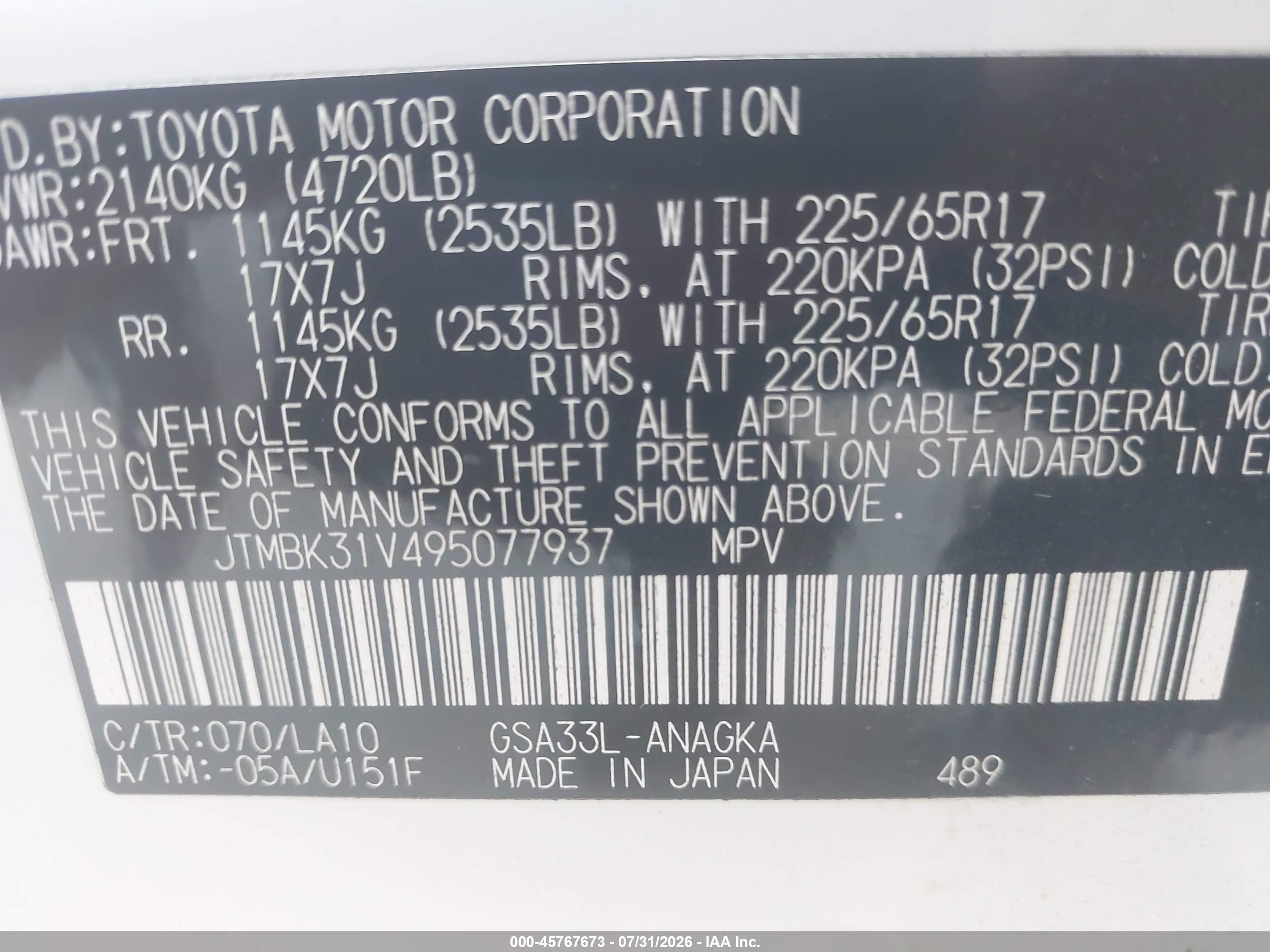 2009 Toyota Rav4 Limited V6 White vin: JTMBK31V495077937
