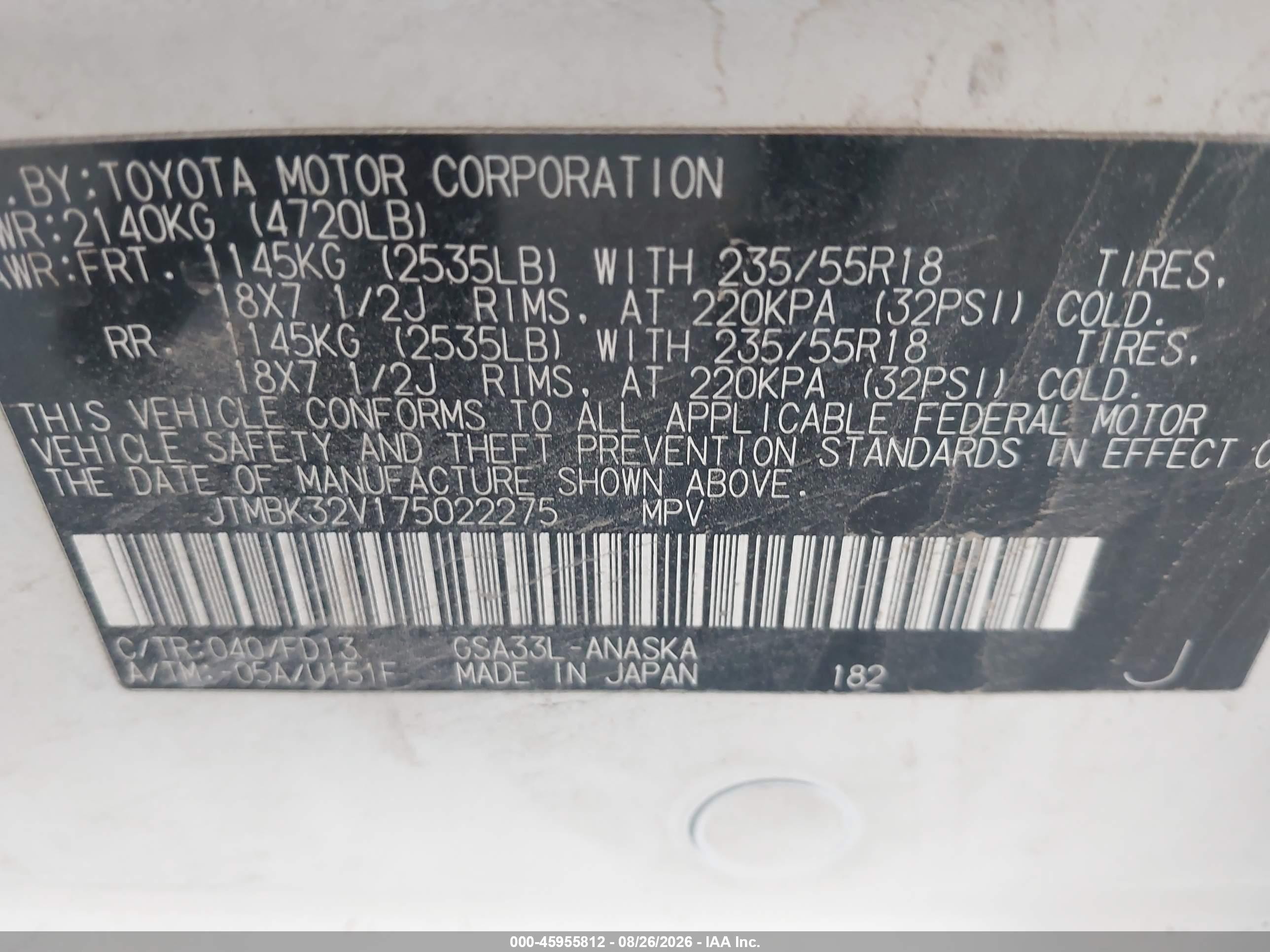 2007 Toyota Rav4 Sport White vin: JTMBK32V175022275