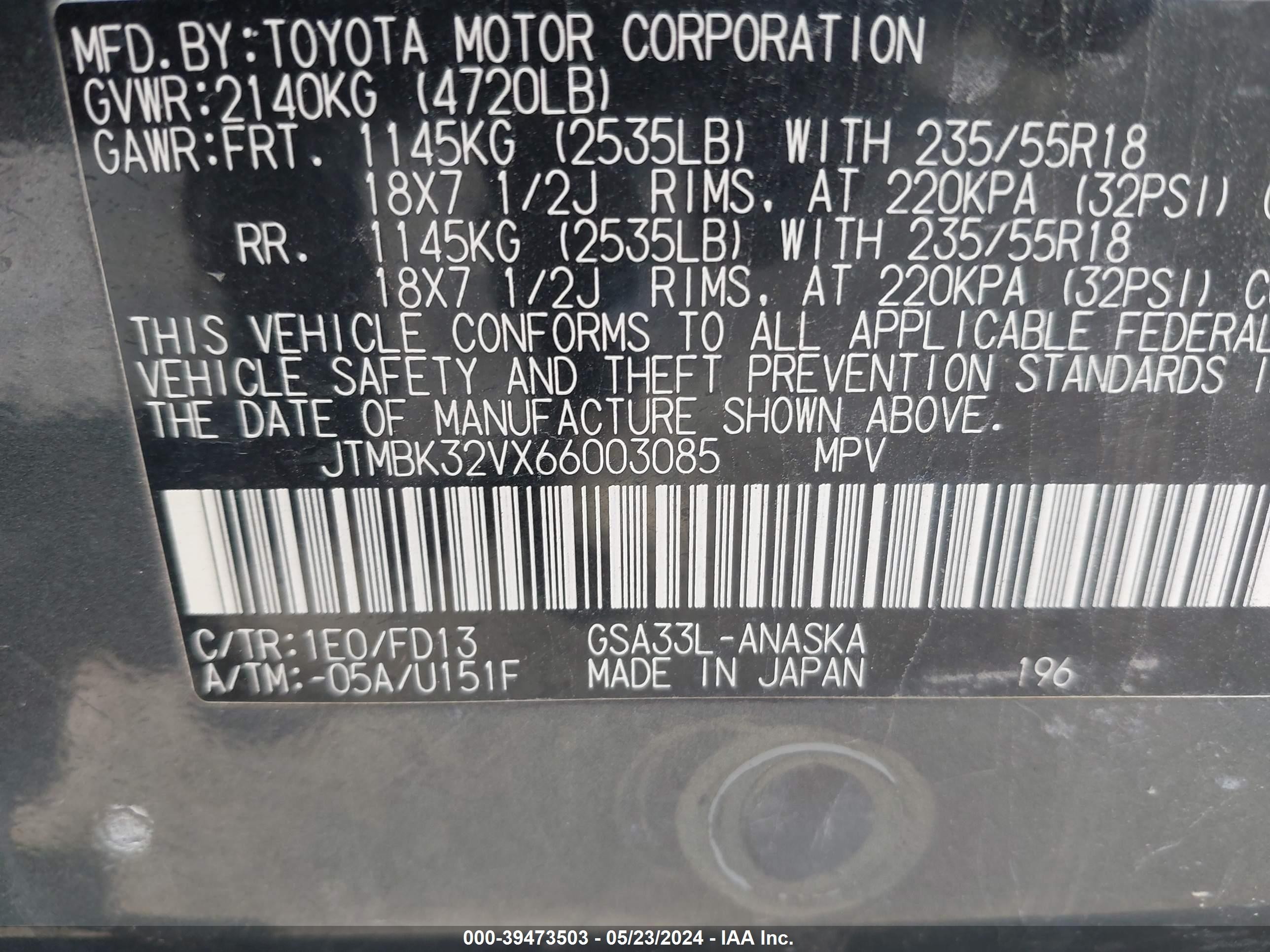 2006 Toyota Rav4 Sport V6 Gray vin: JTMBK32VX66003085