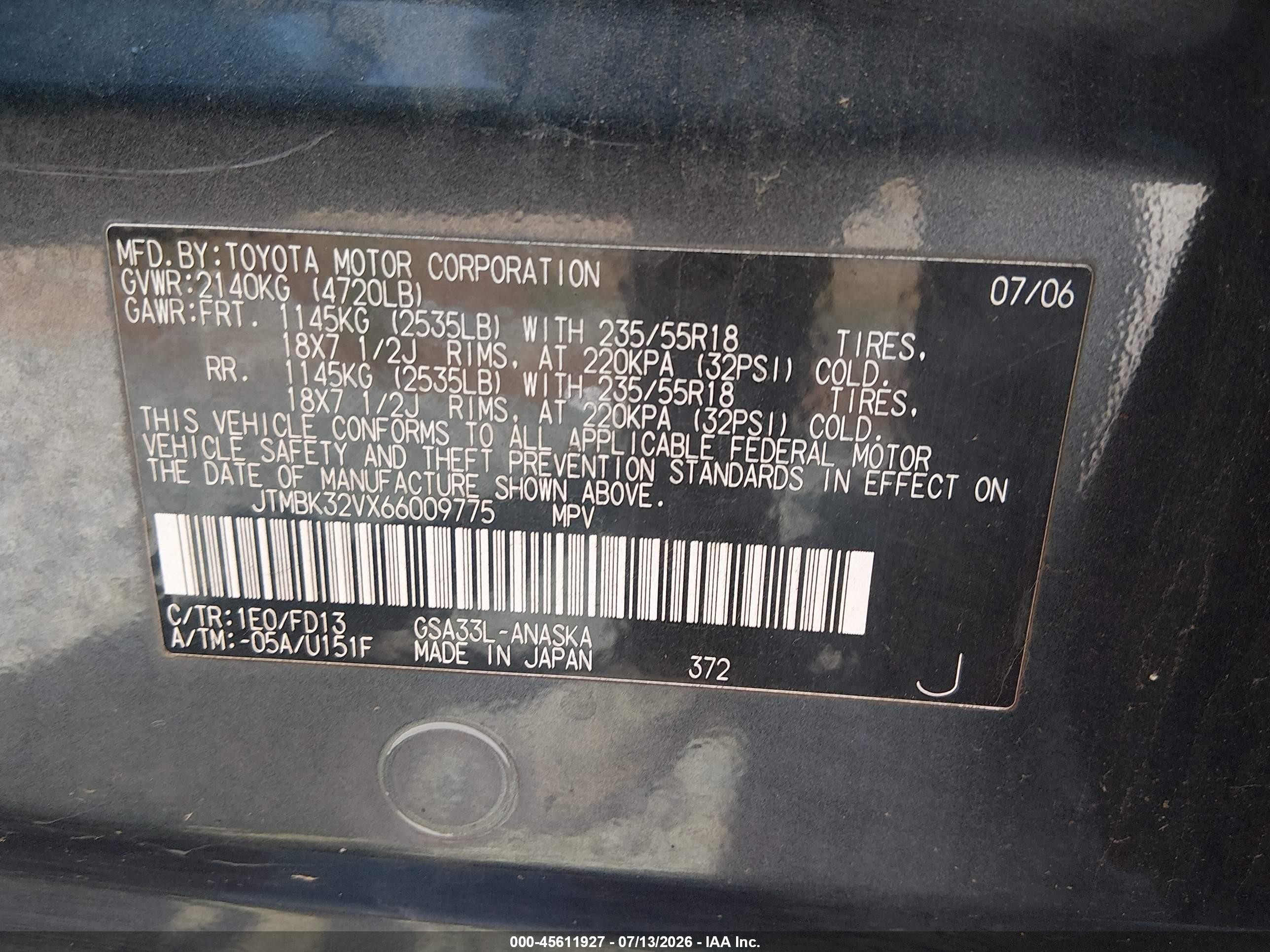 2006 Toyota Rav4 Sport V6 Gray vin: JTMBK32VX66009775
