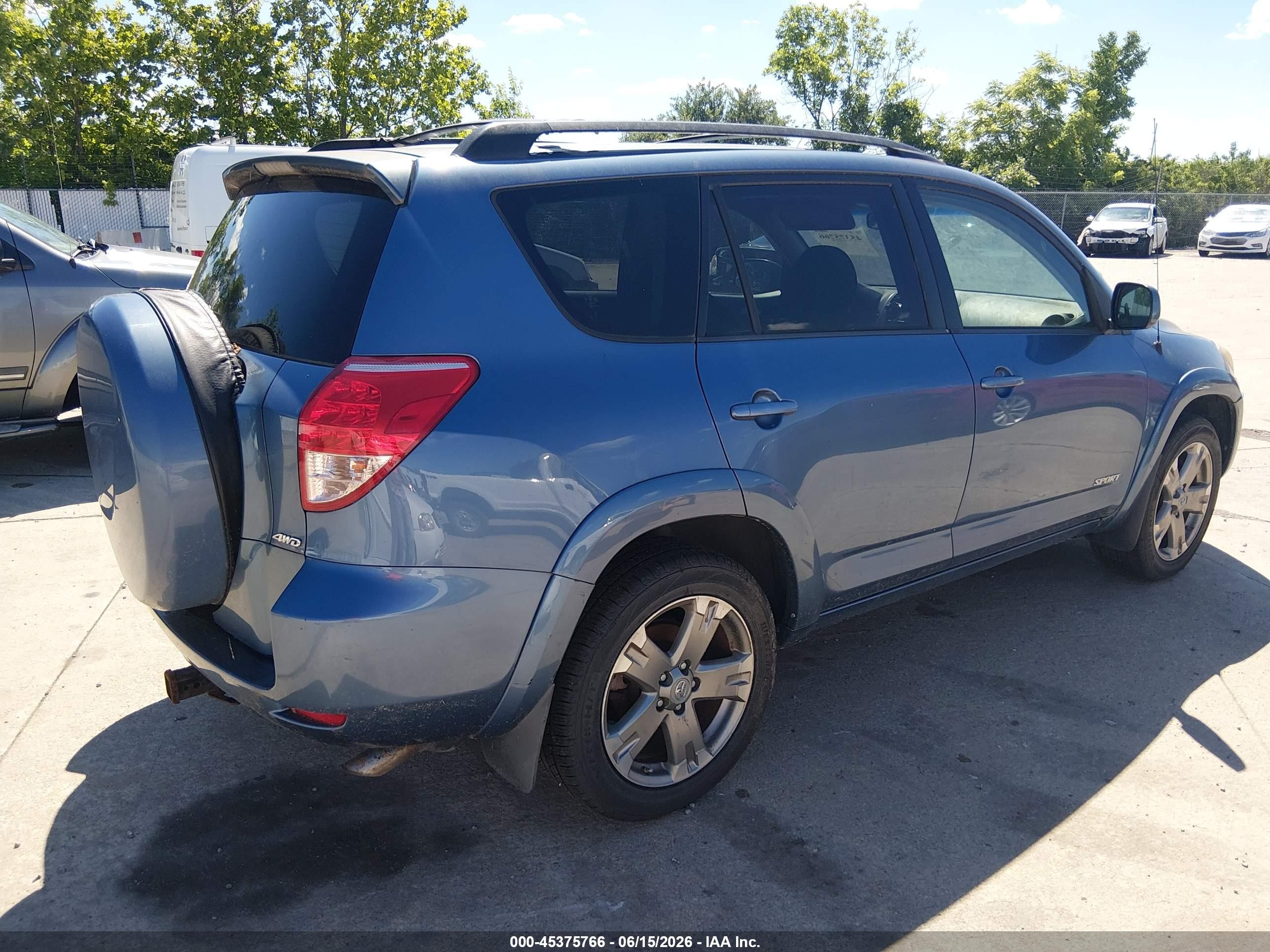 2008 Toyota Rav4 Sport V6 Blue vin: JTMBK32VX86034727