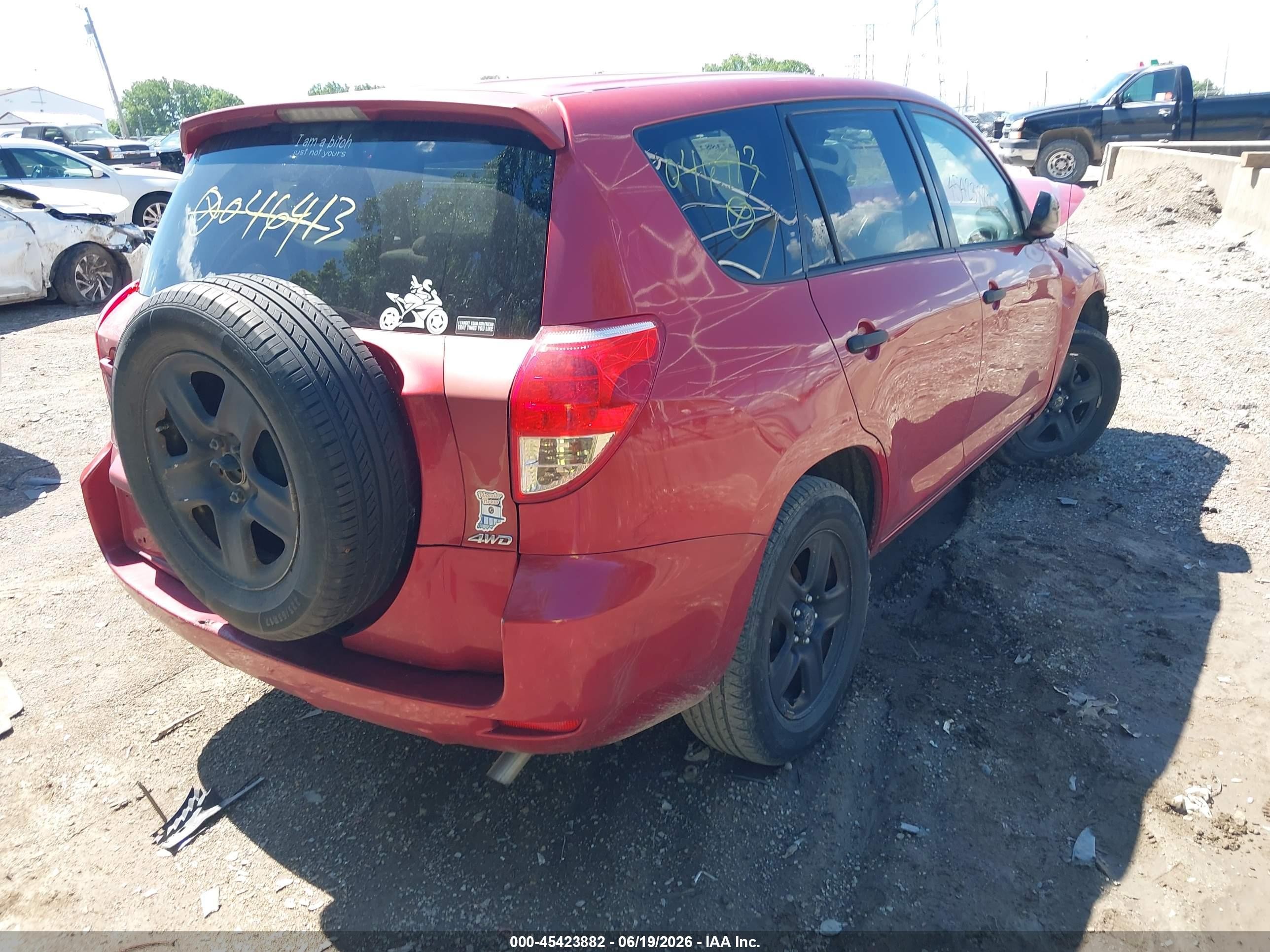 2008 Toyota Rav4 Base V6 Red vin: JTMBK33V885046413