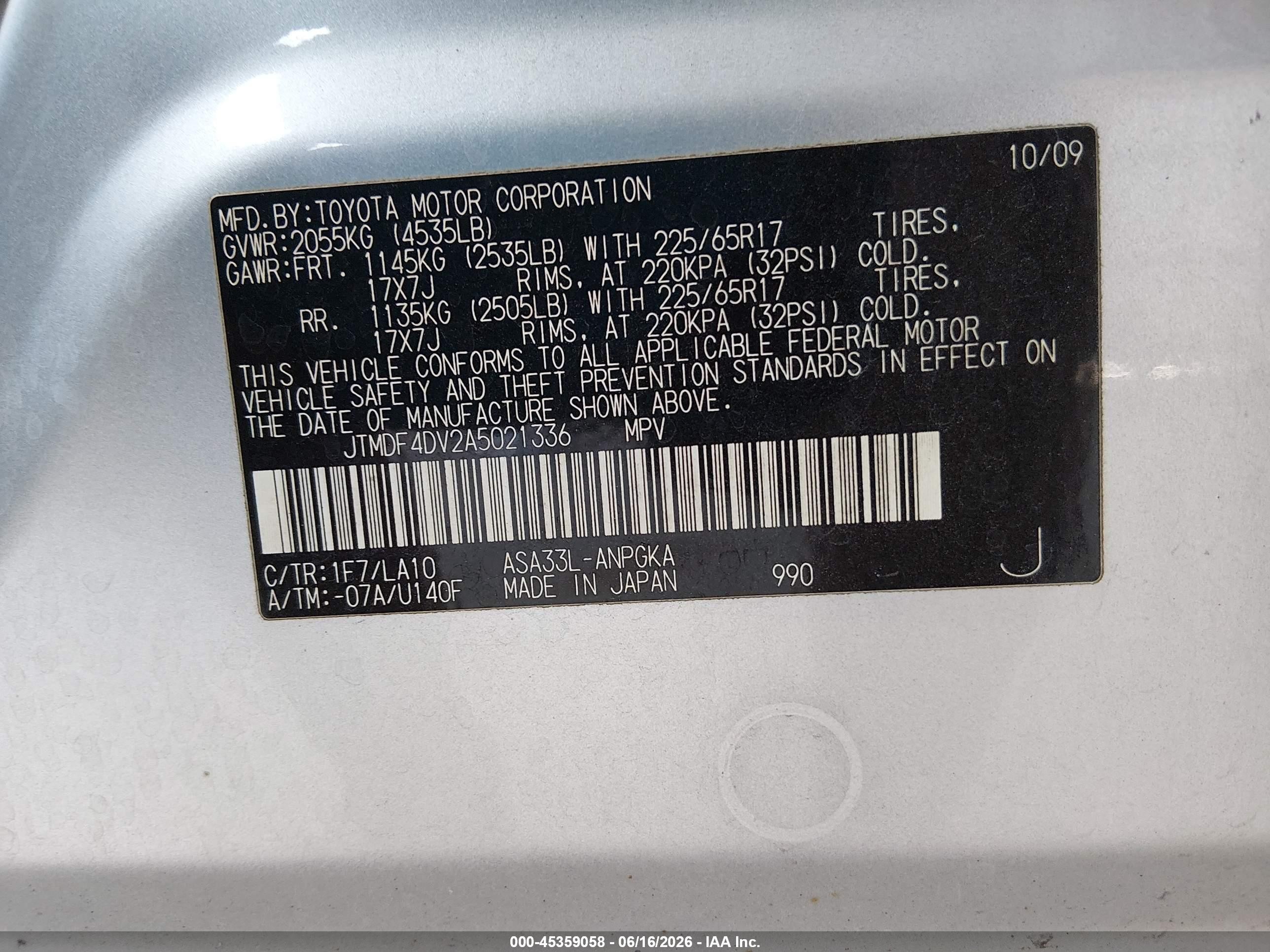 2010 Toyota Rav4 Limited Silver vin: JTMDF4DV2A5021336
