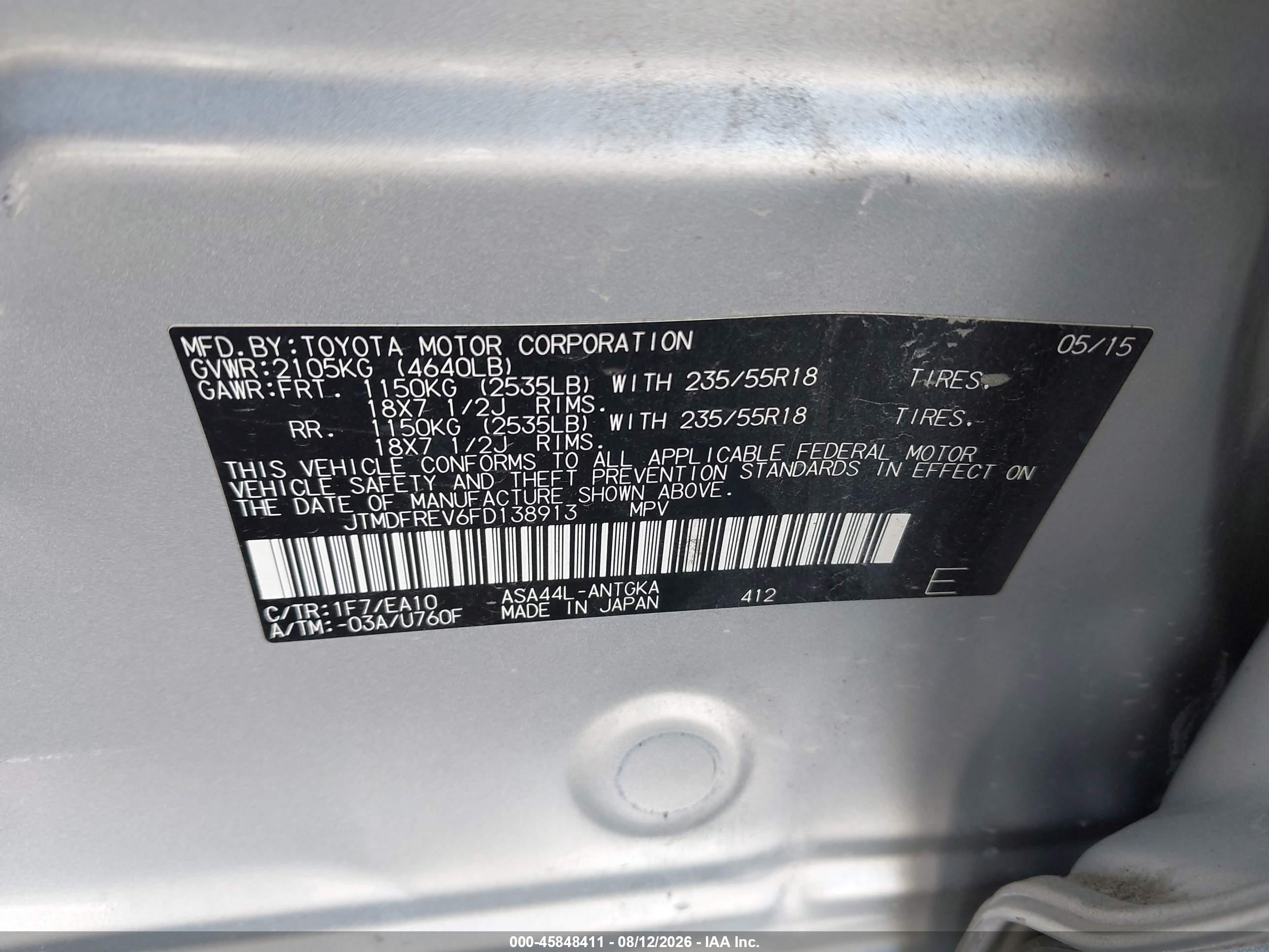 2015 Toyota Rav4 Limited Silver vin: JTMDFREV6FD138913