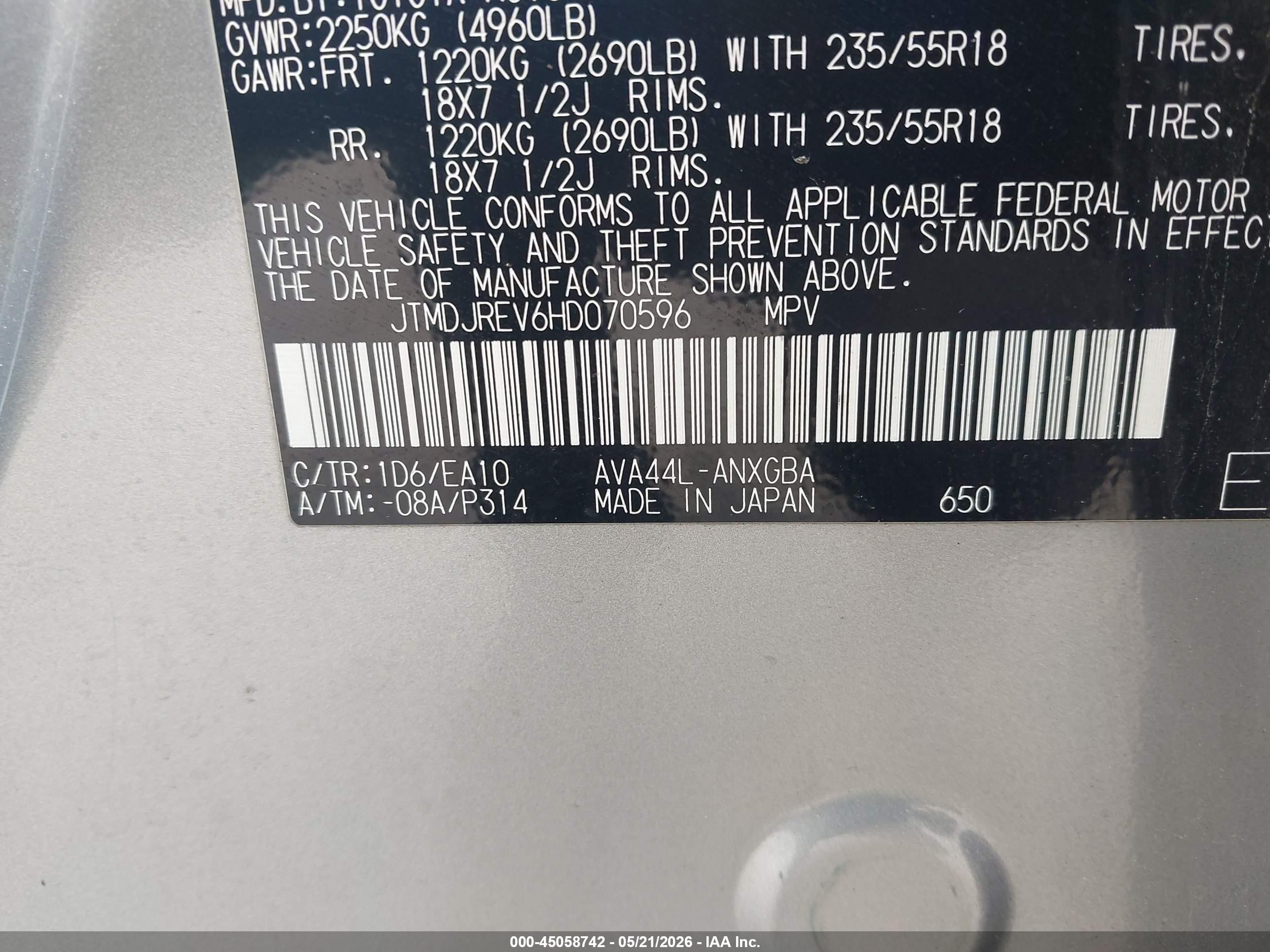 2017 Toyota Rav4 Hybrid Limited Silver vin: JTMDJREV6HD070596