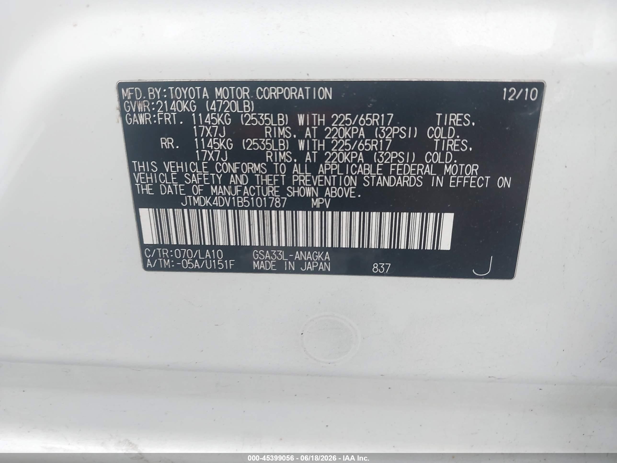 2011 Toyota Rav4 Limited V6 White vin: JTMDK4DV1B5101787