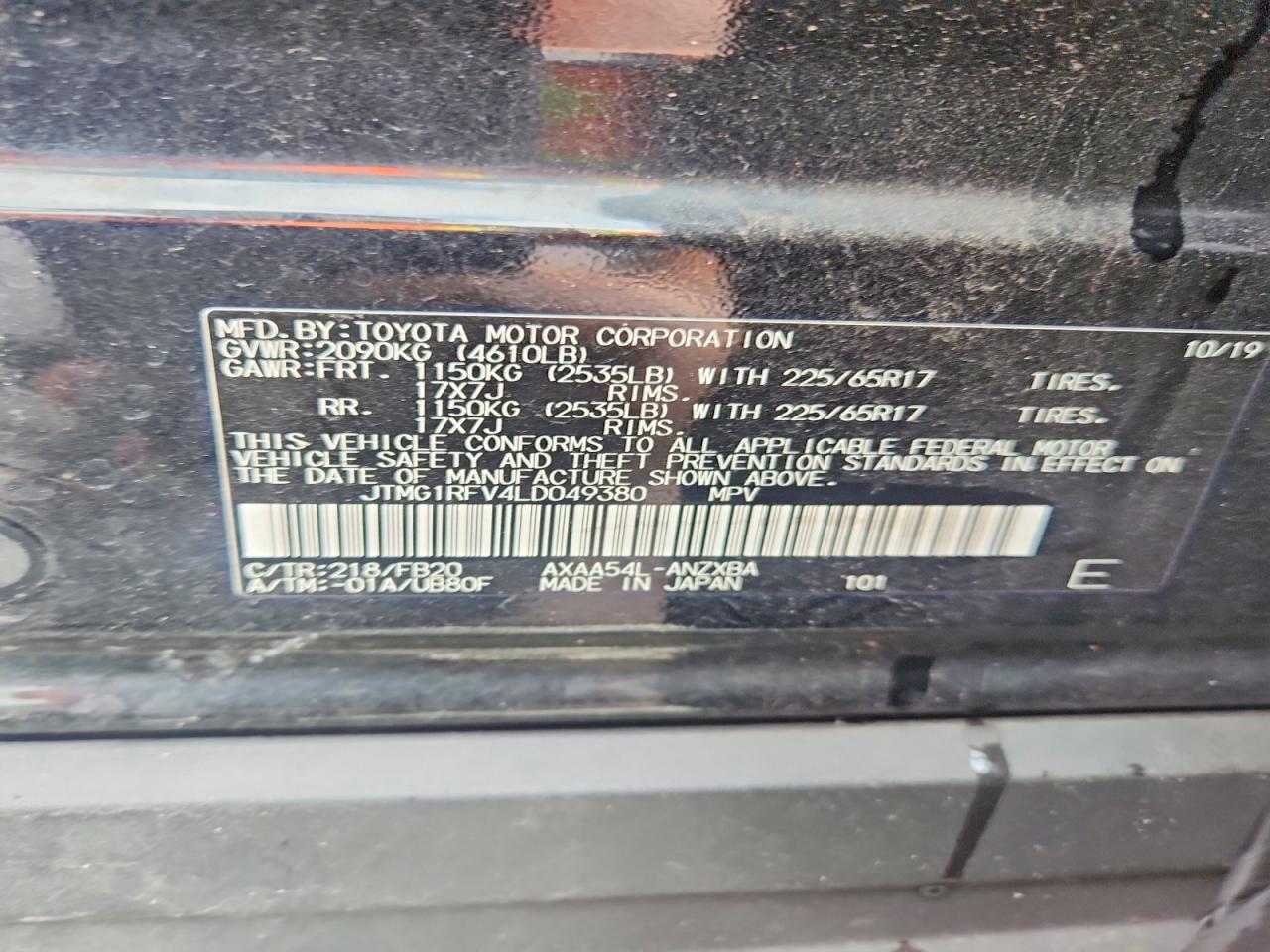 2020 Toyota Rav4 Le Black vin: JTMG1RFV4LD049380
