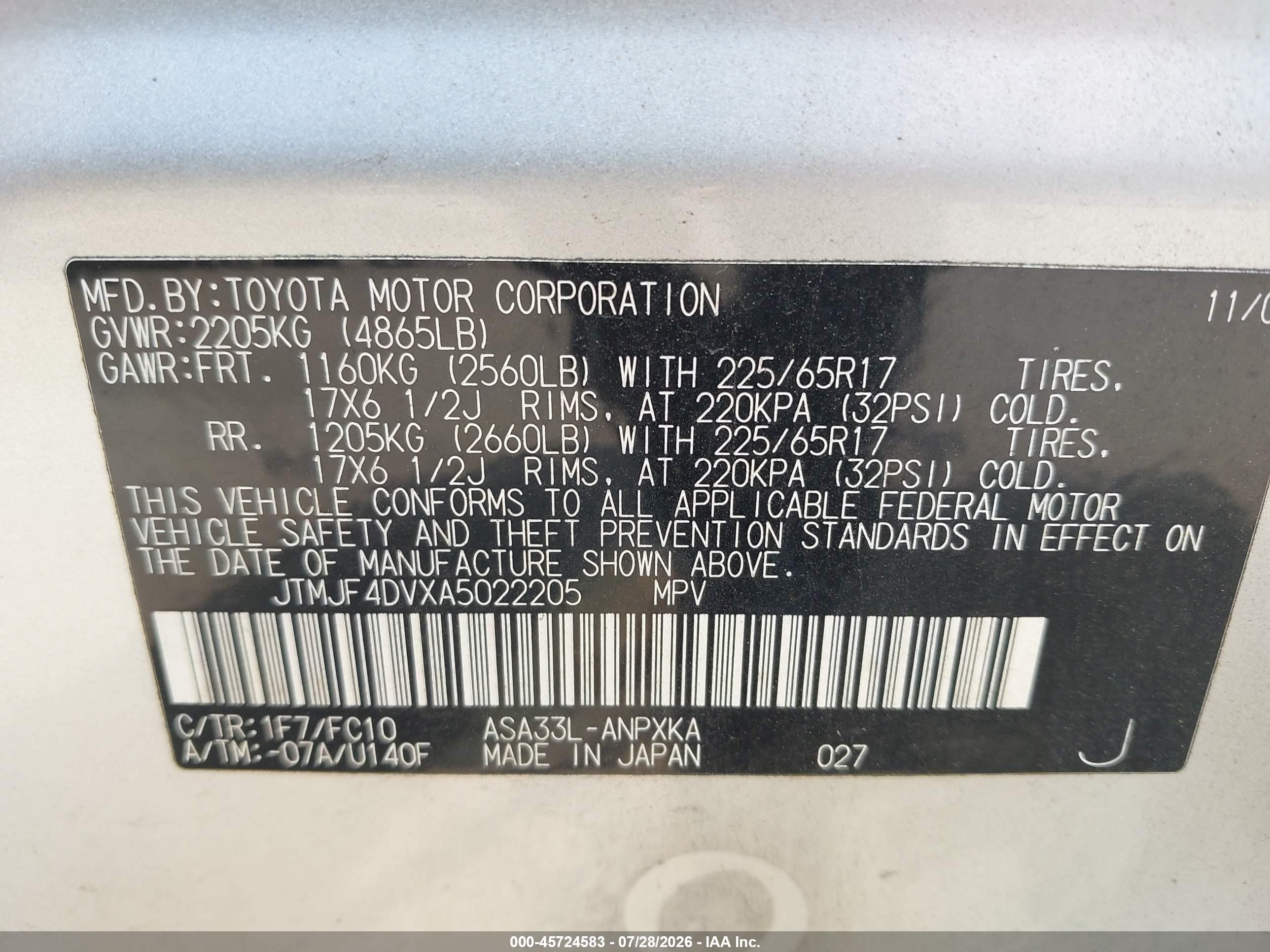 2010 Toyota Rav4   Silver vin: JTMJF4DVXA5022205