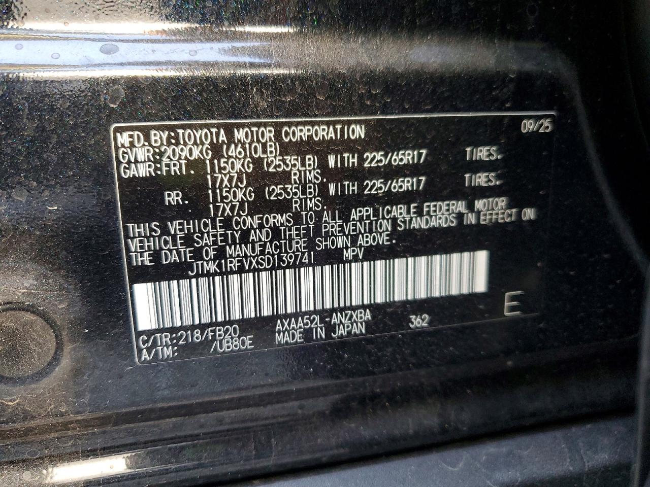 2025 Toyota Rav4 Le Black vin: JTMK1RFVXSD139741