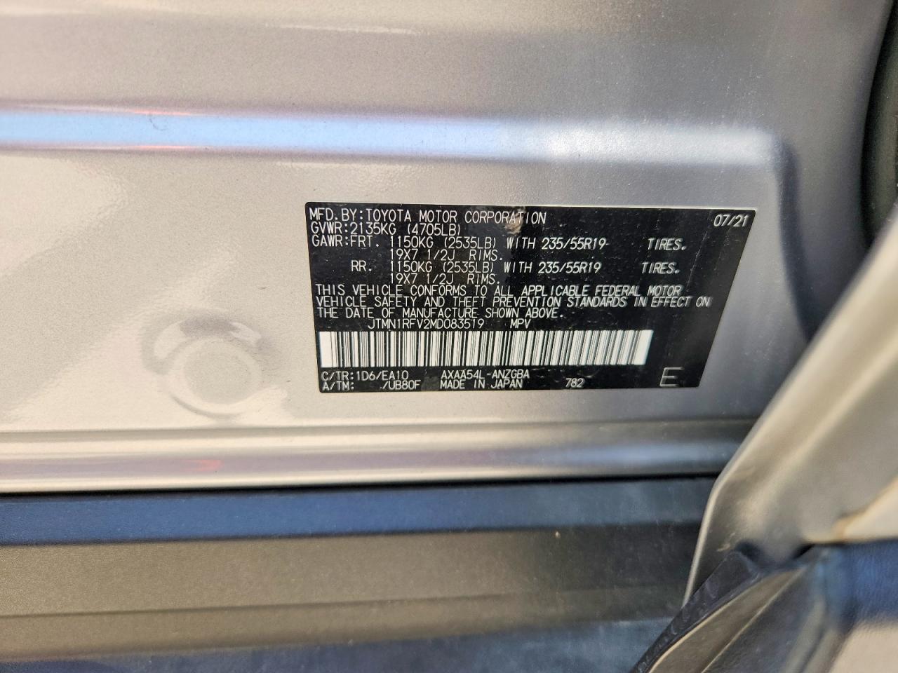2021 Toyota Rav4 Limited Silver vin: JTMN1RFV2MD083519