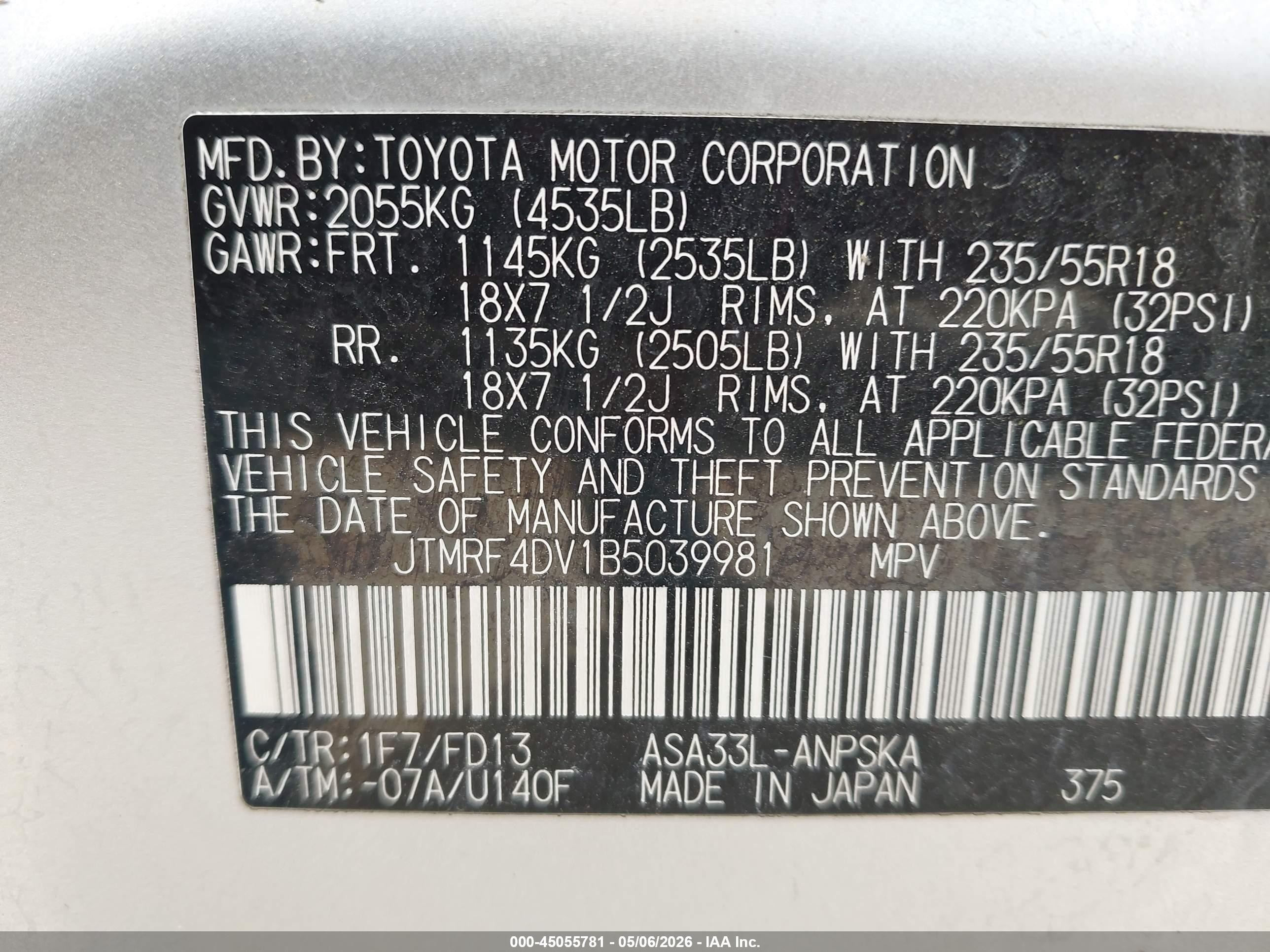 2011 Toyota Rav4 Sport Silver vin: JTMRF4DV1B5039981
