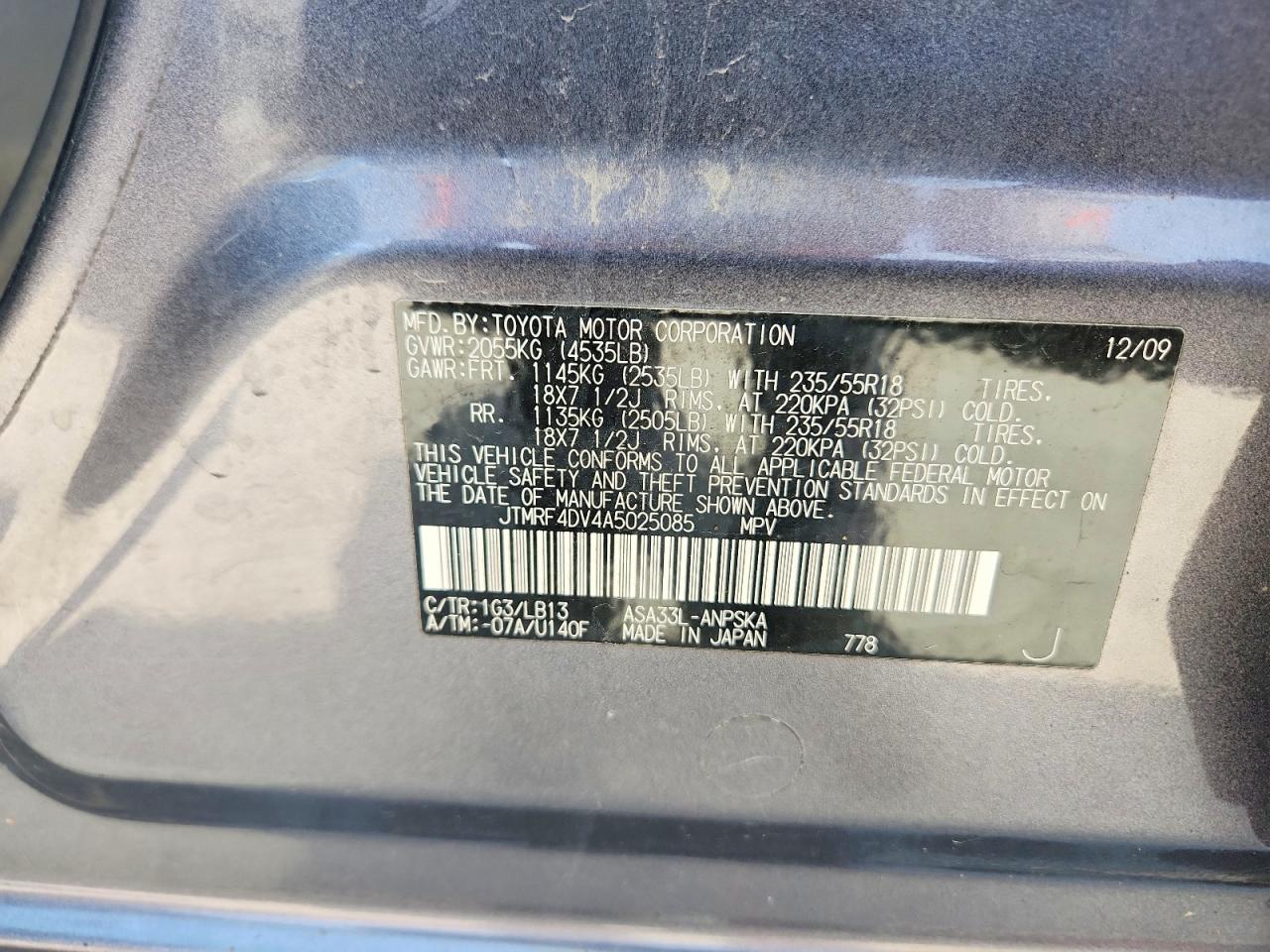 2010 Toyota Rav4 Sport Silver vin: JTMRF4DV4A5025085