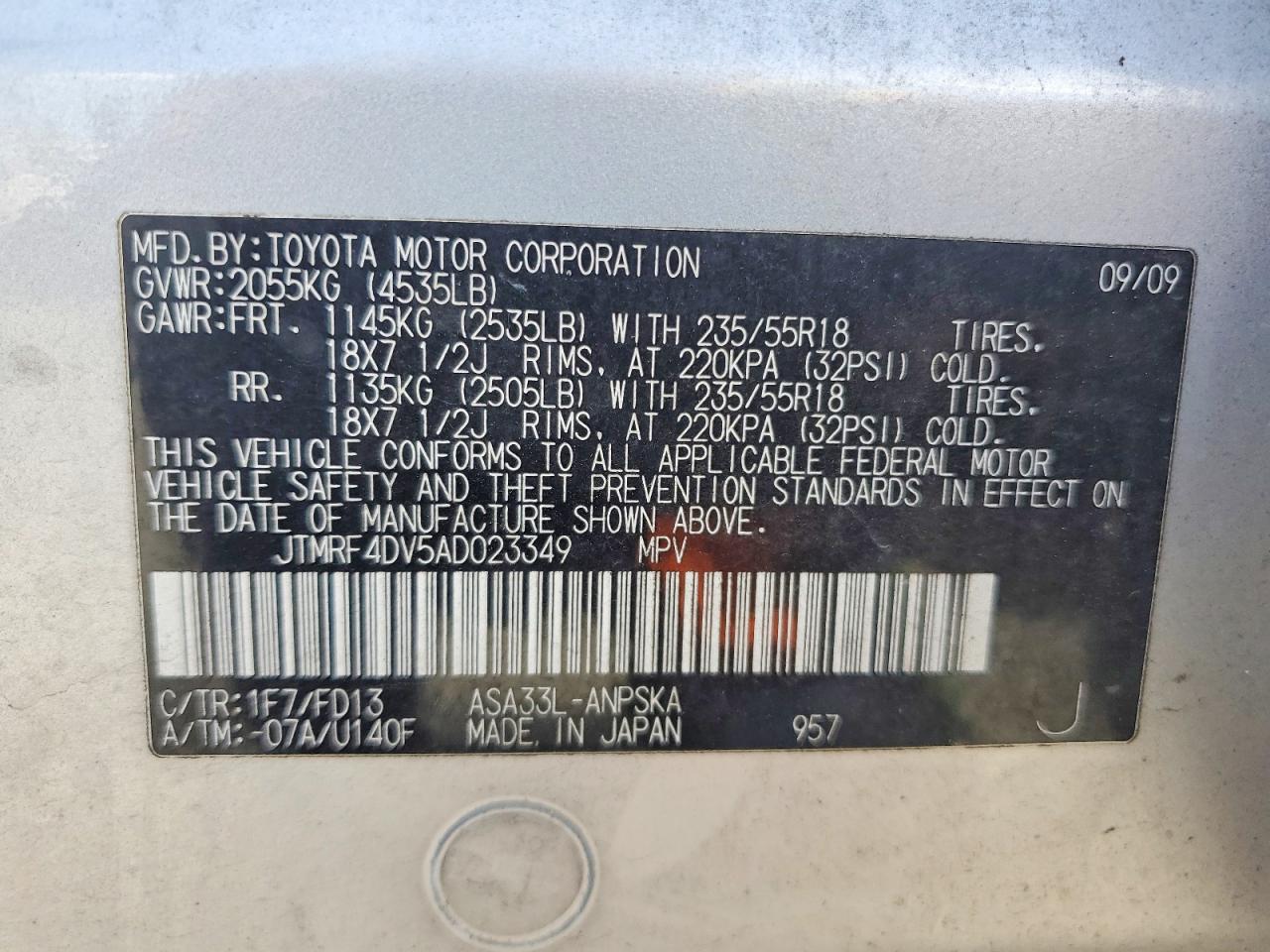 2010 Toyota Rav4 Sport Серебряный vin: JTMRF4DV5AD023349