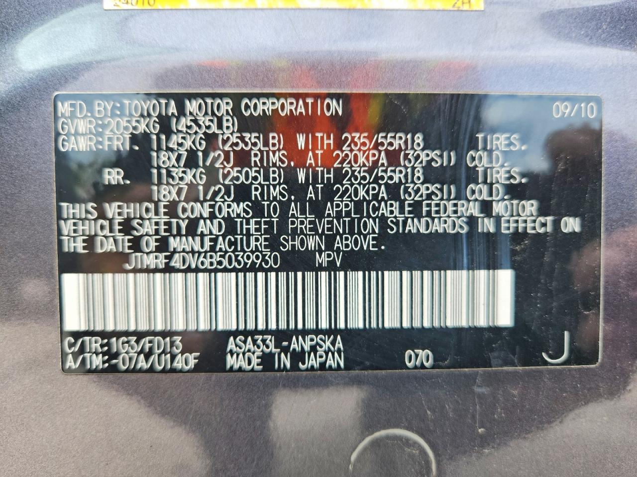 2011 Toyota Rav4 Sport Gray vin: JTMRF4DV6B5039930