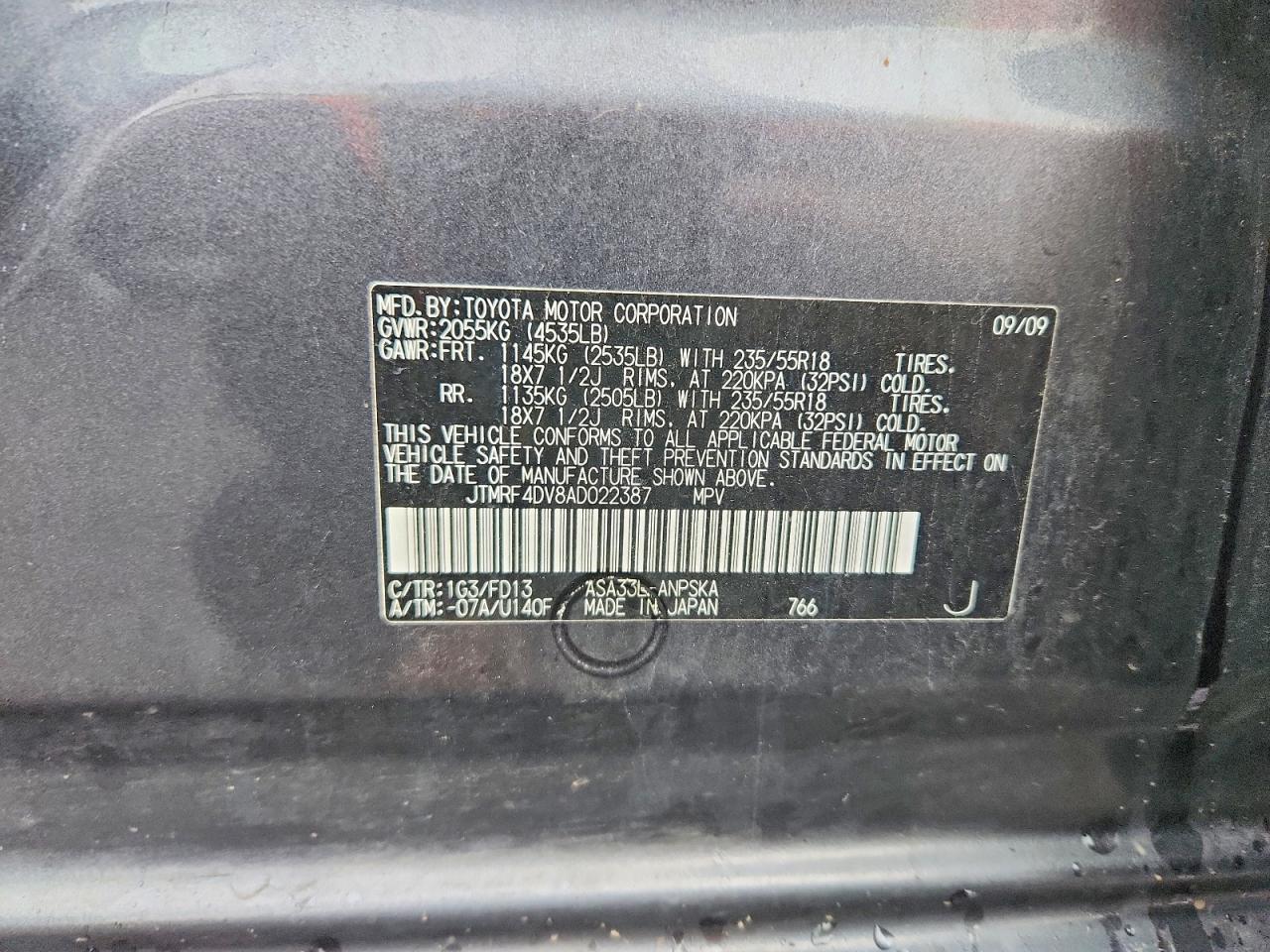2010 Toyota Rav4 Sport Gray vin: JTMRF4DV8AD022387