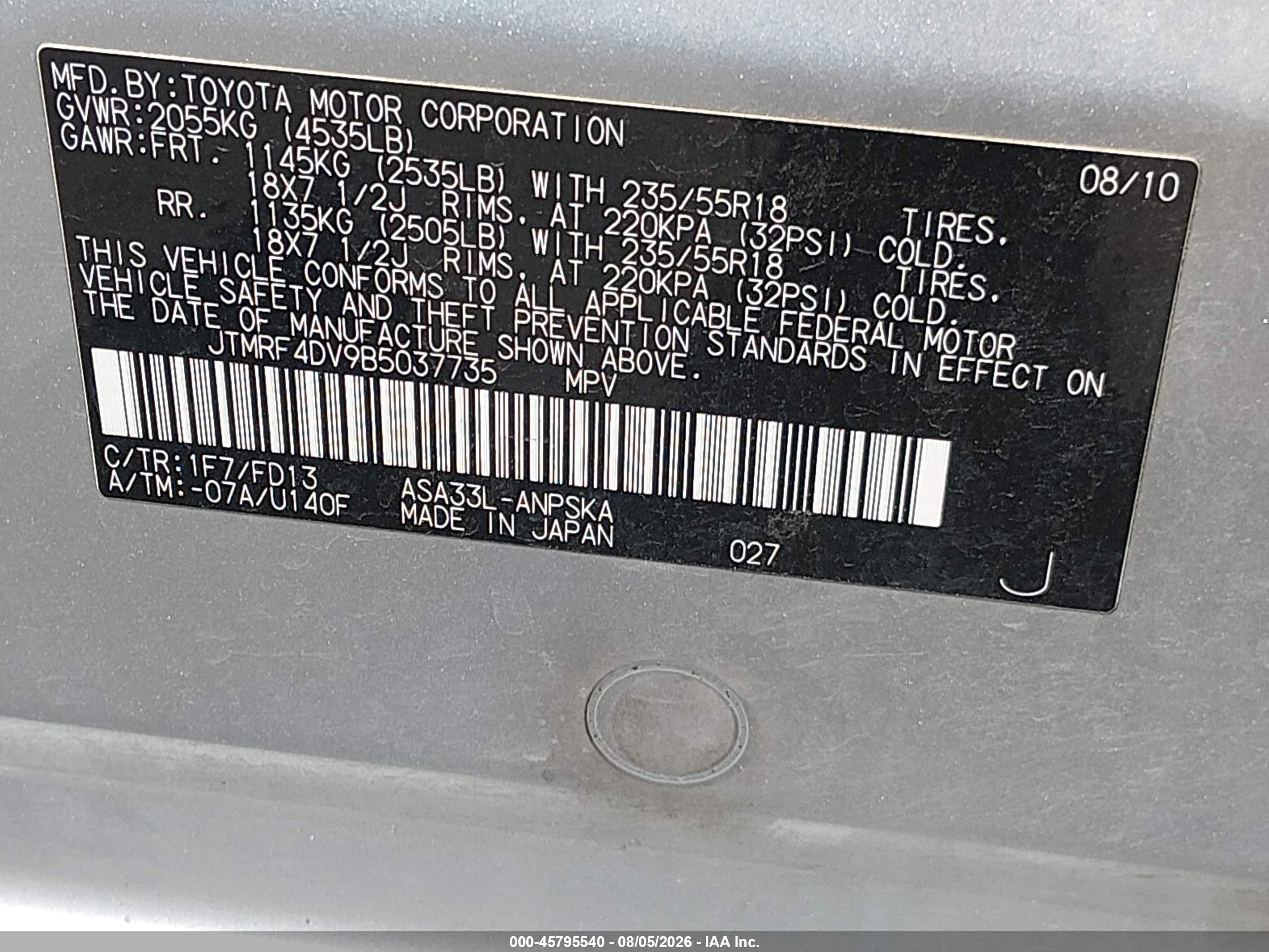2011 Toyota Rav4 Sport Бирюзовый vin: JTMRF4DV9B5037735