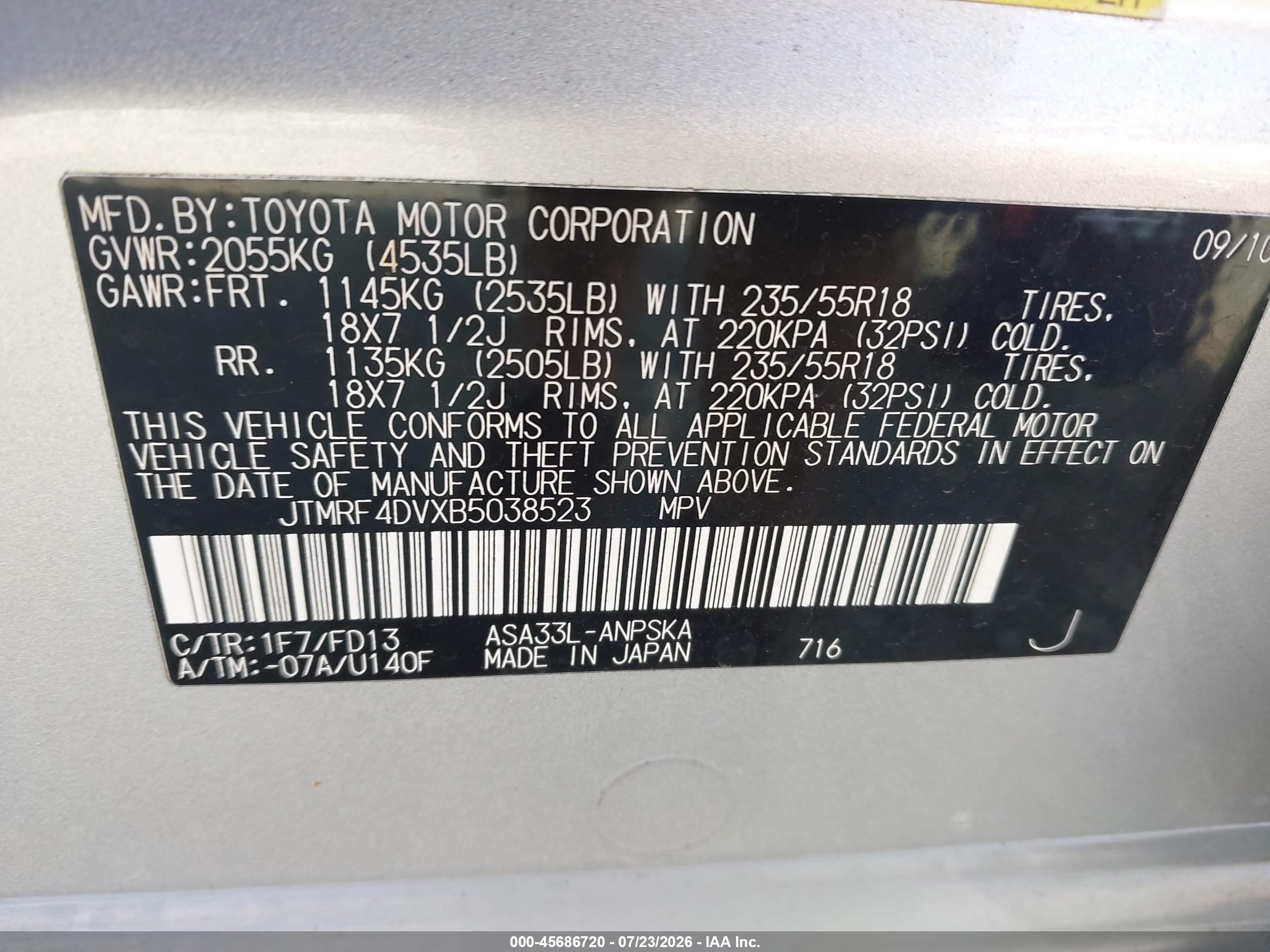 2011 Toyota Rav4 Sport Silver vin: JTMRF4DVXB5038523