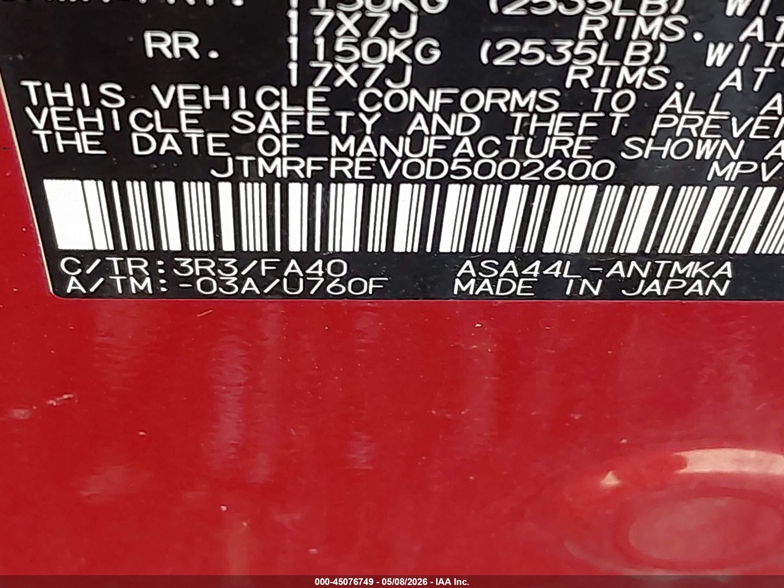 2013 Toyota Rav4 Xle Red vin: JTMRFREV0D5002600