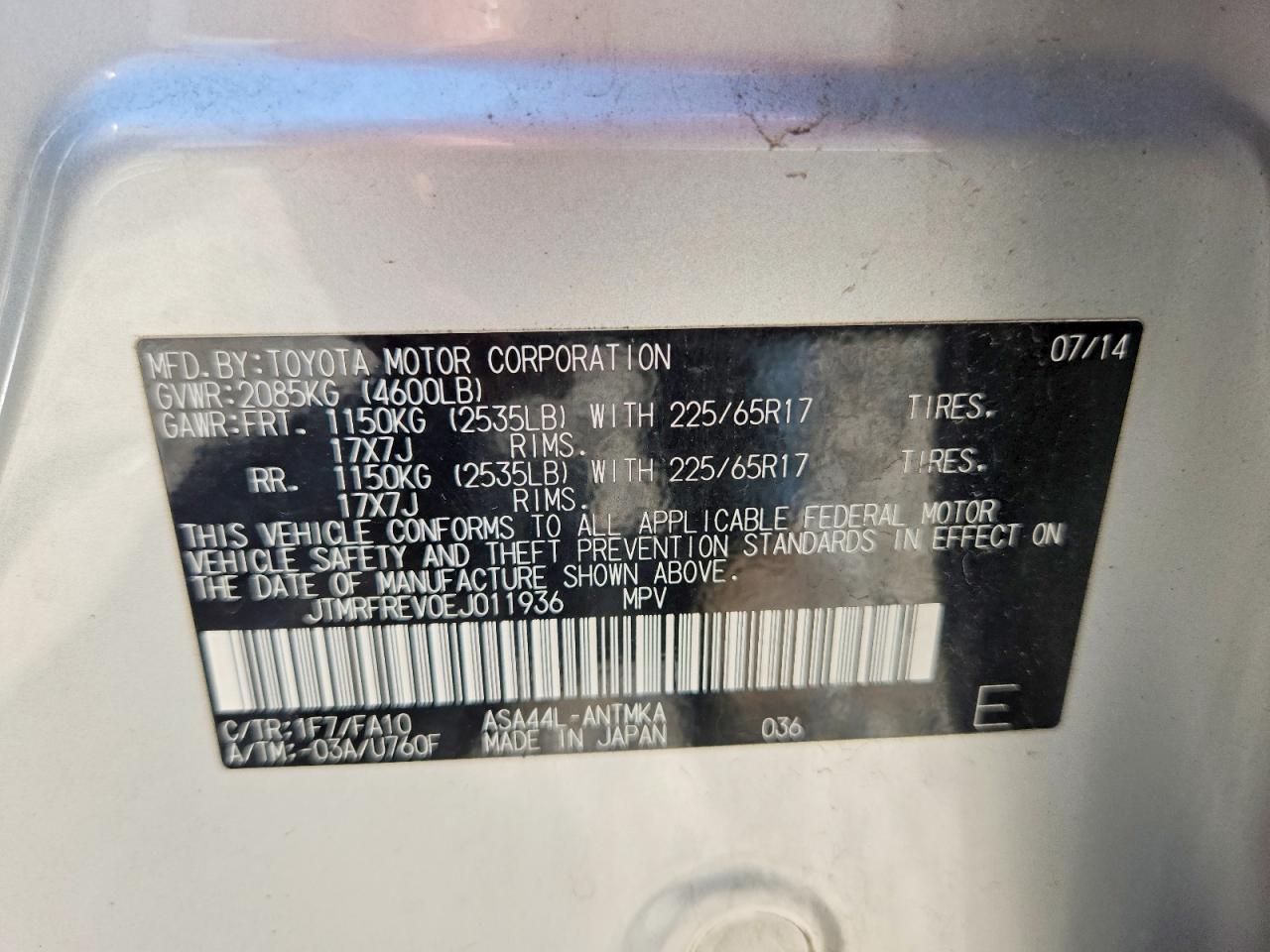 2014 Toyota Rav4 Xle Silver vin: JTMRFREV0EJ011936